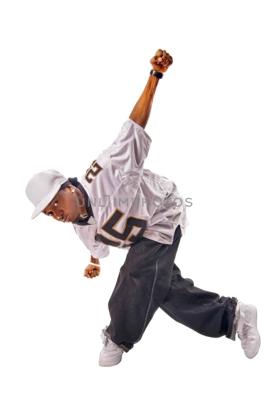 Cool young hip-hop dancer making a move