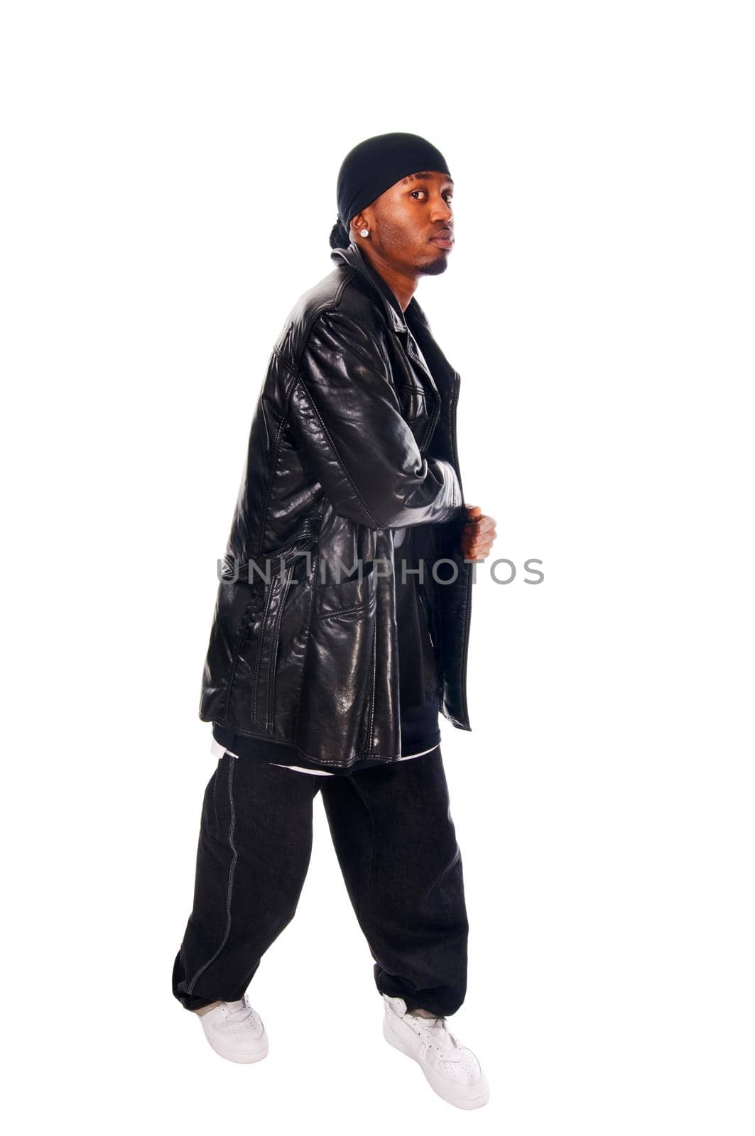Cool hip-hop youngster isolated on white background