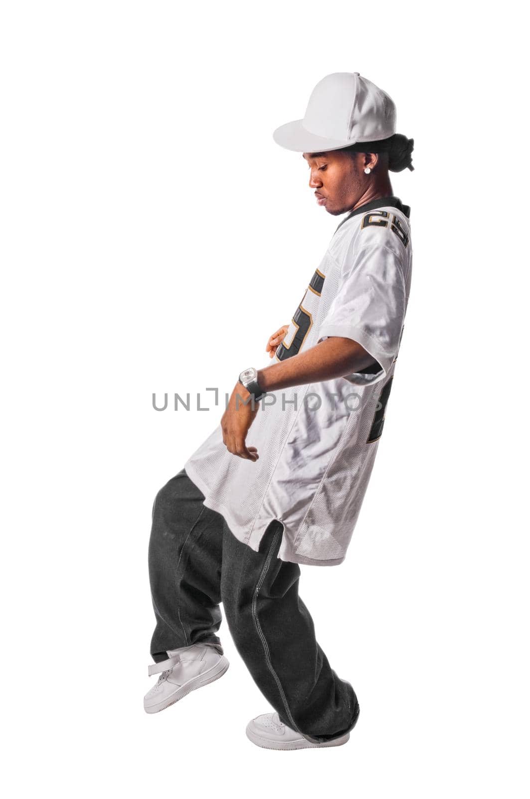 Cool young hip-hop dancer making a move