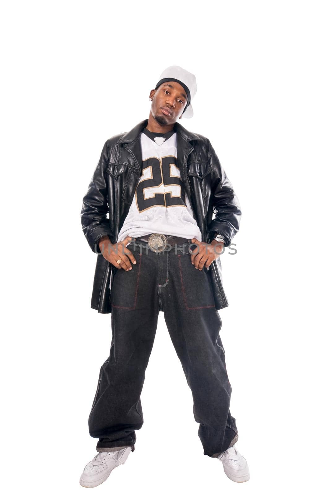 Cool hip-hop youngster isolated on white background