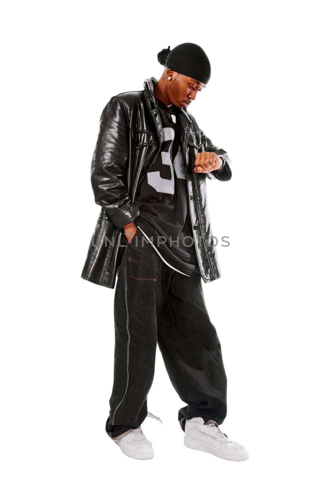 Cool hip-hop youngster isolated on white background
