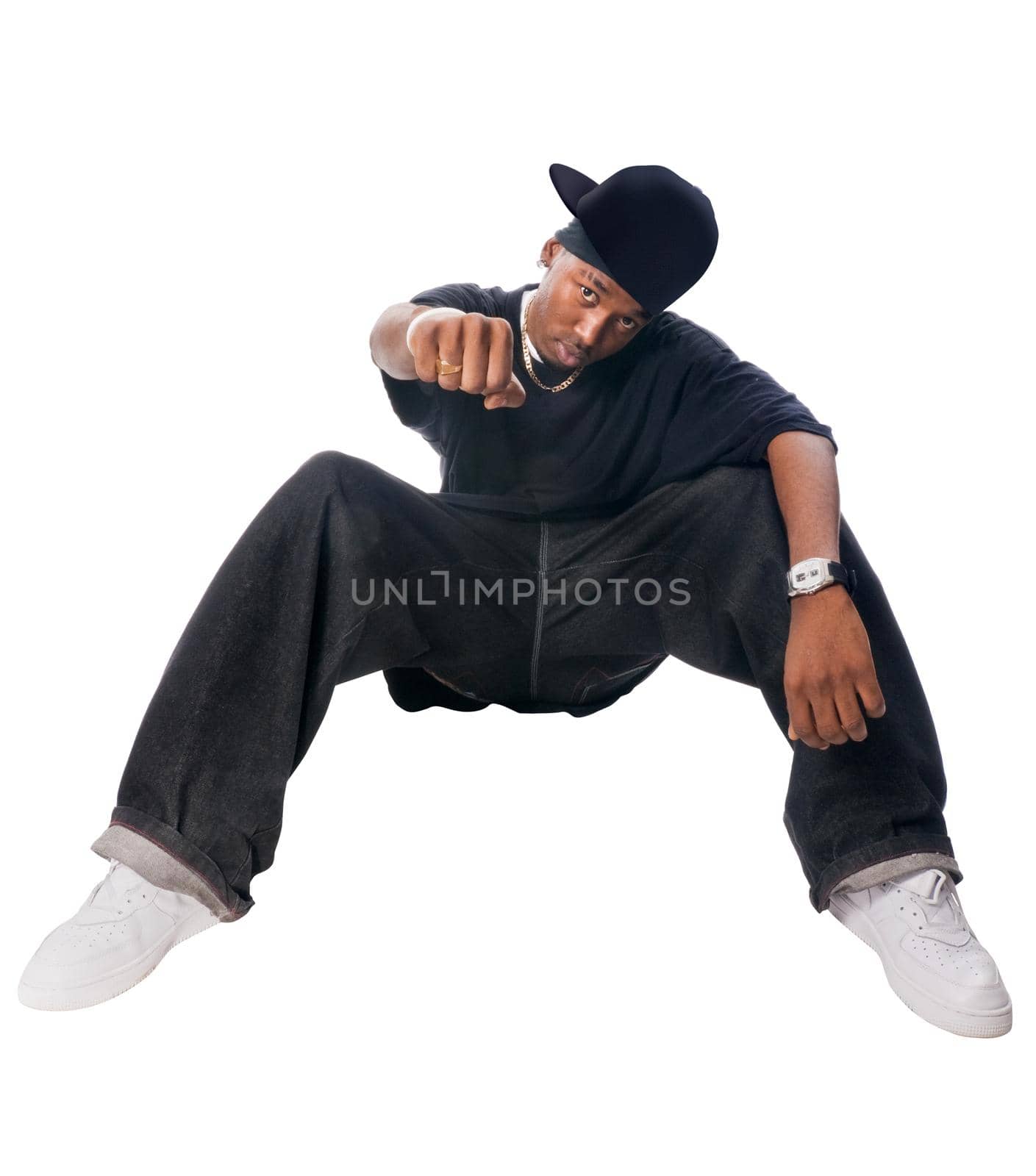 Cool hip-hop youngster isolated on white background