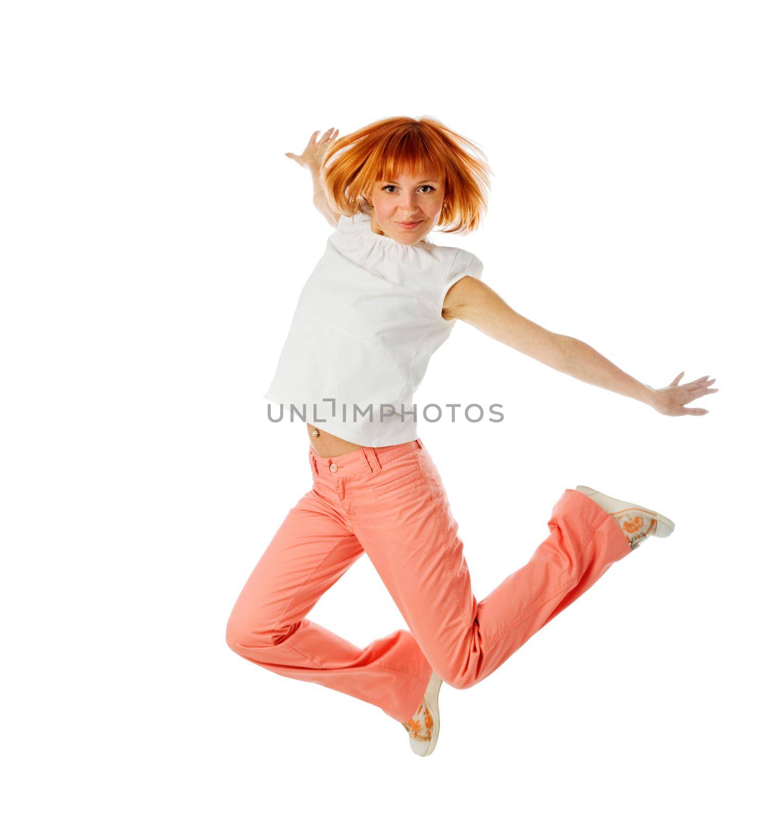 Beautiful young girl isolated on white background
