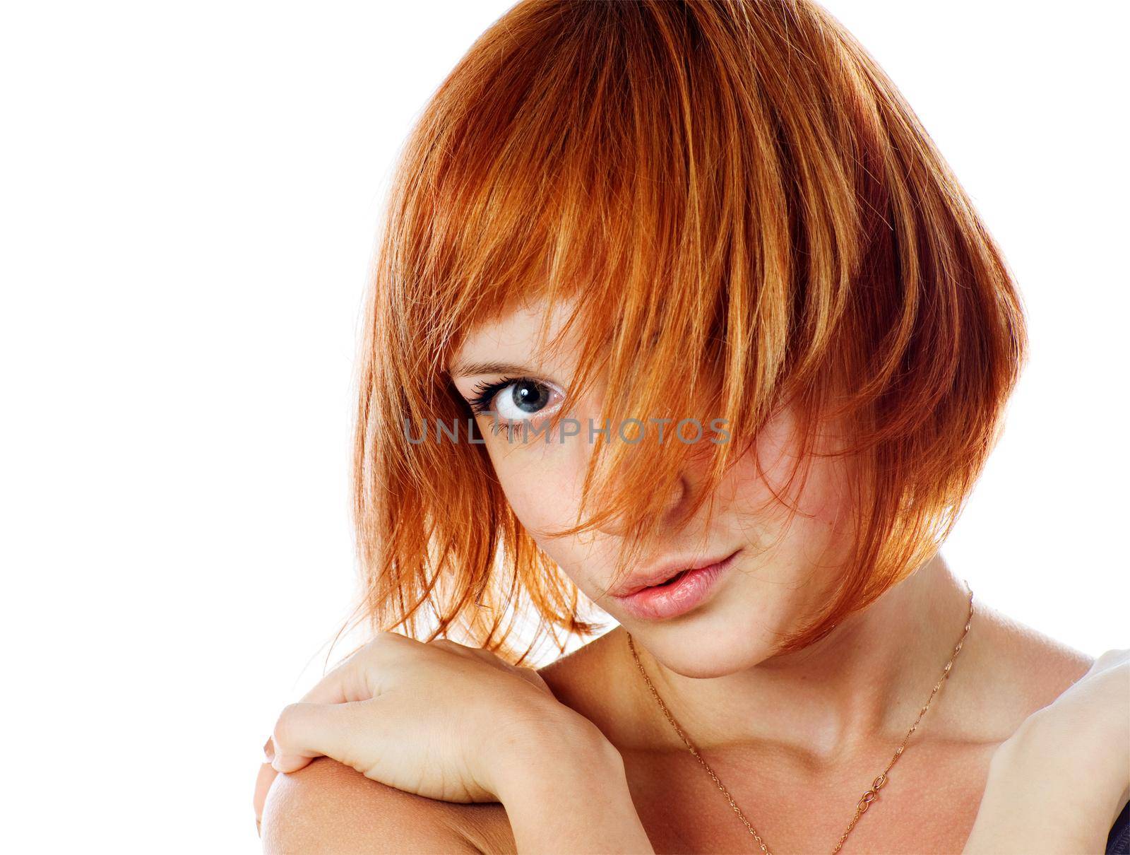 Beautiful young girl isolated on white background