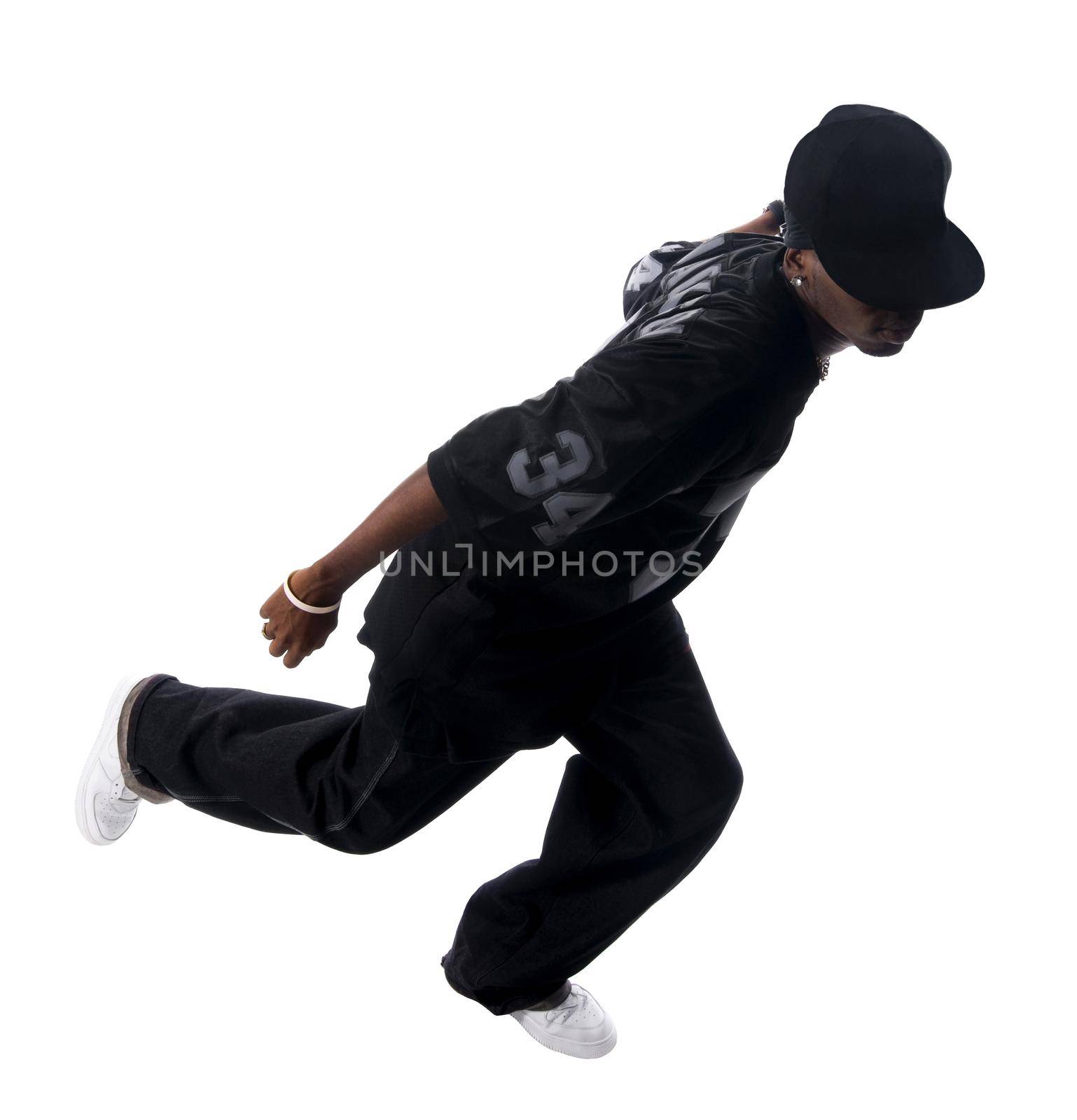 Cool young hip-hop dancer making a move