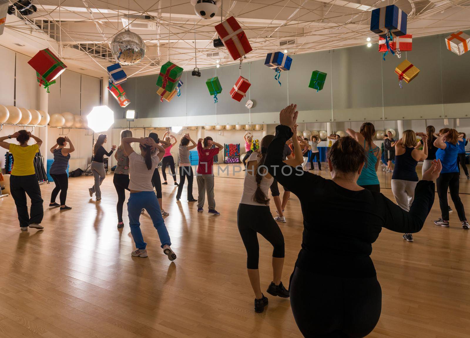 Moscow - December 13, 2012: Dance class for women at fitness centre