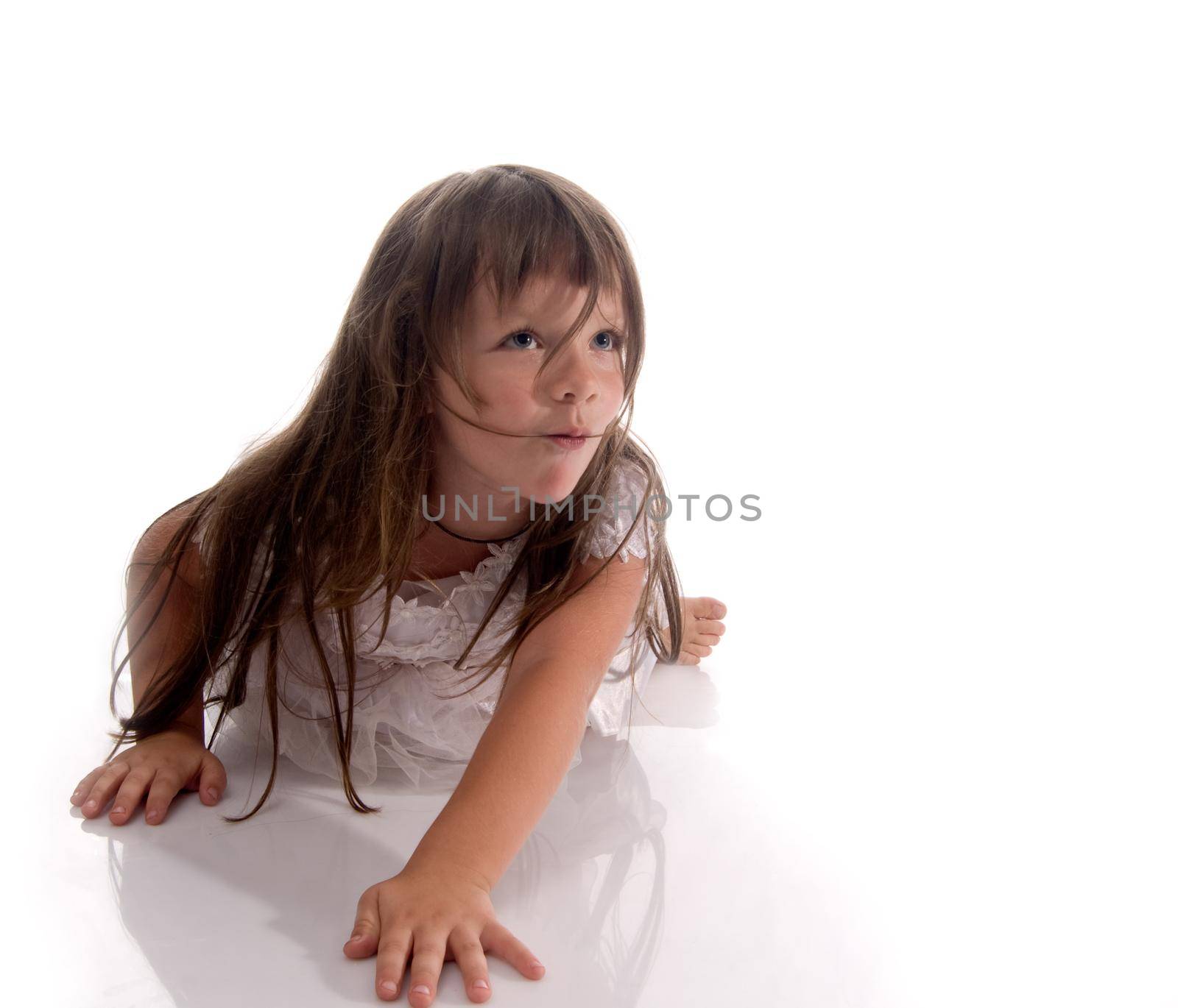 Portrait of a little girl on white