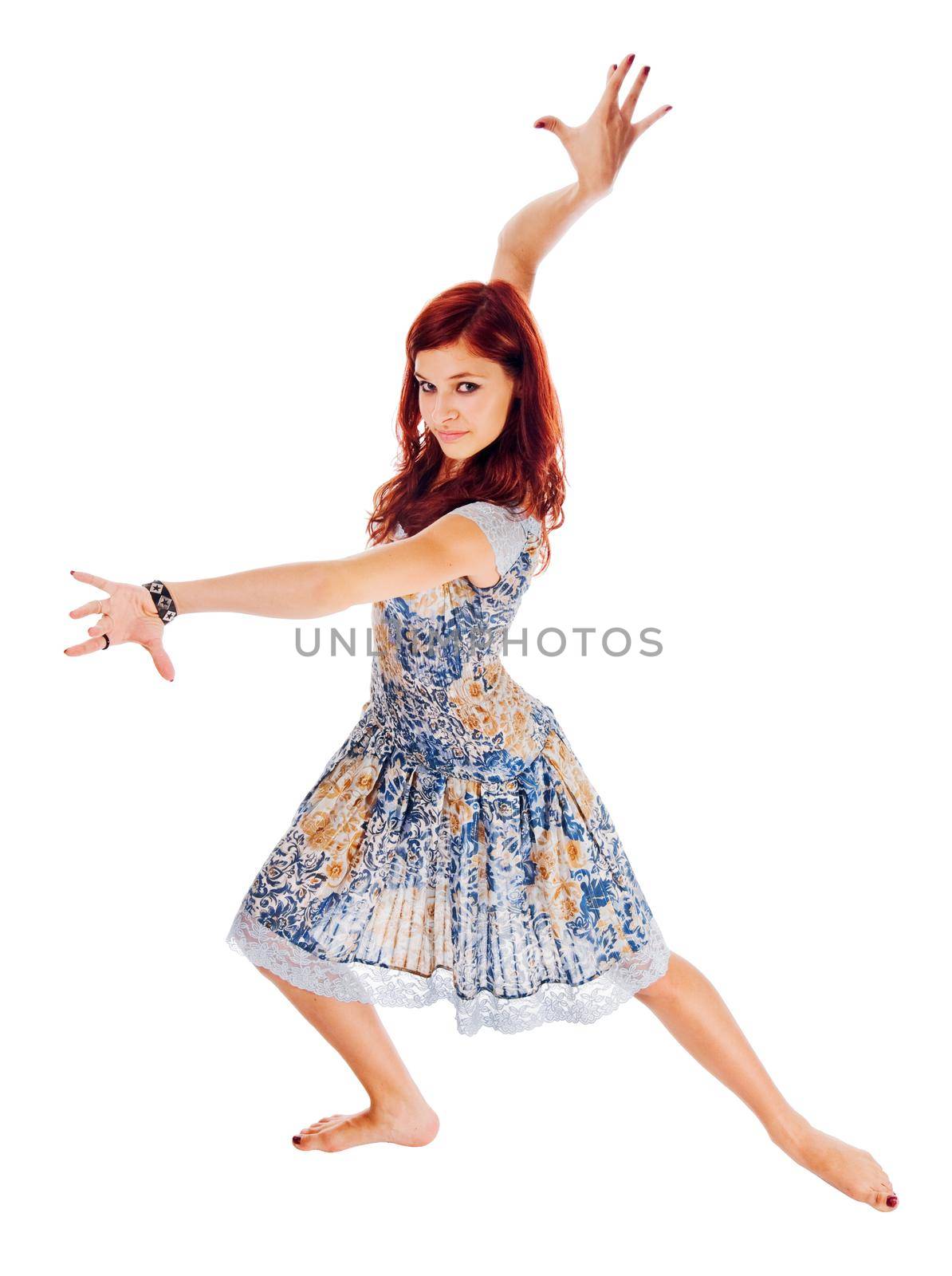 Red haired dancer on white by nikitabuida