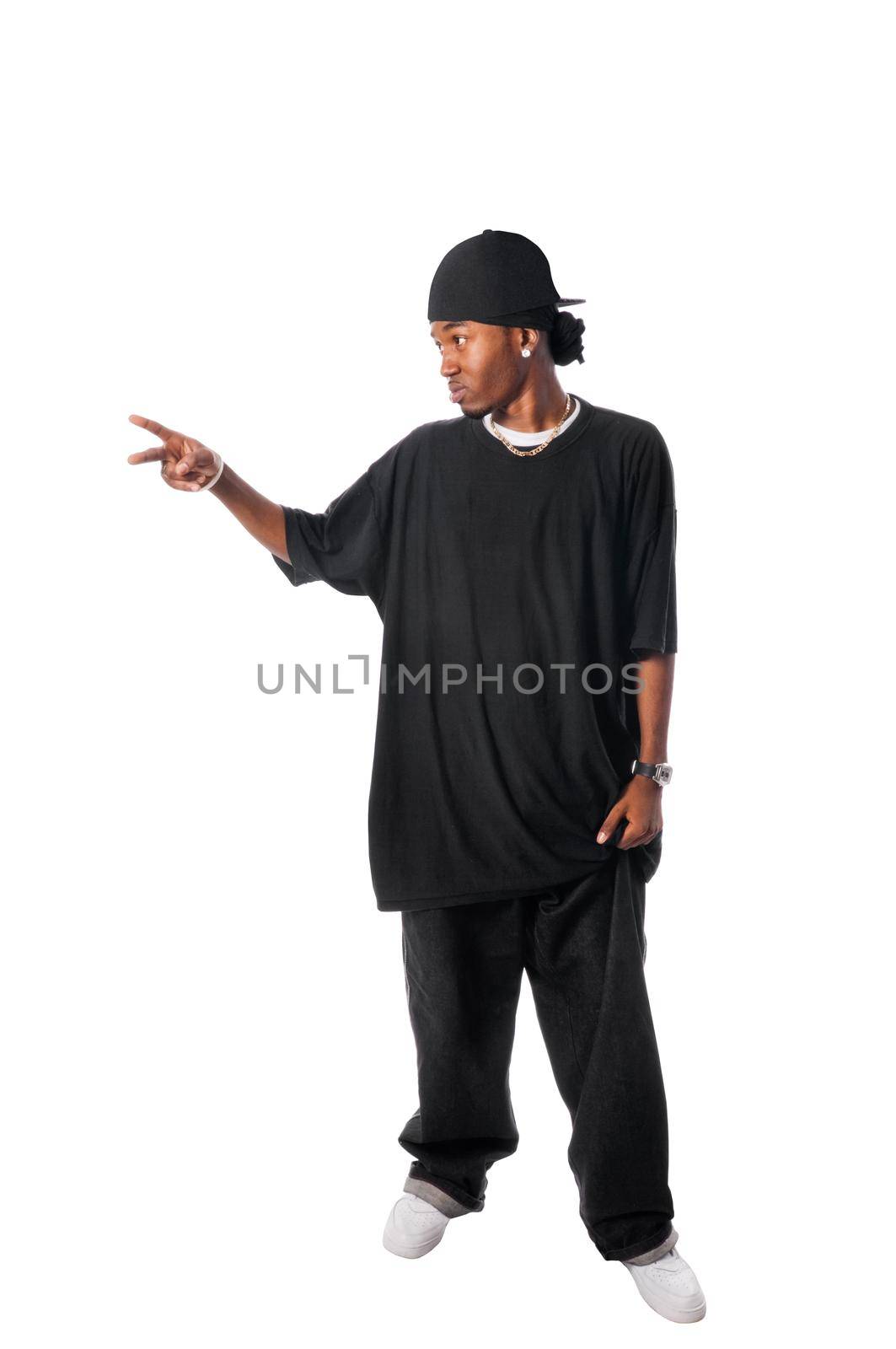Cool young hip-hop dancer making a move