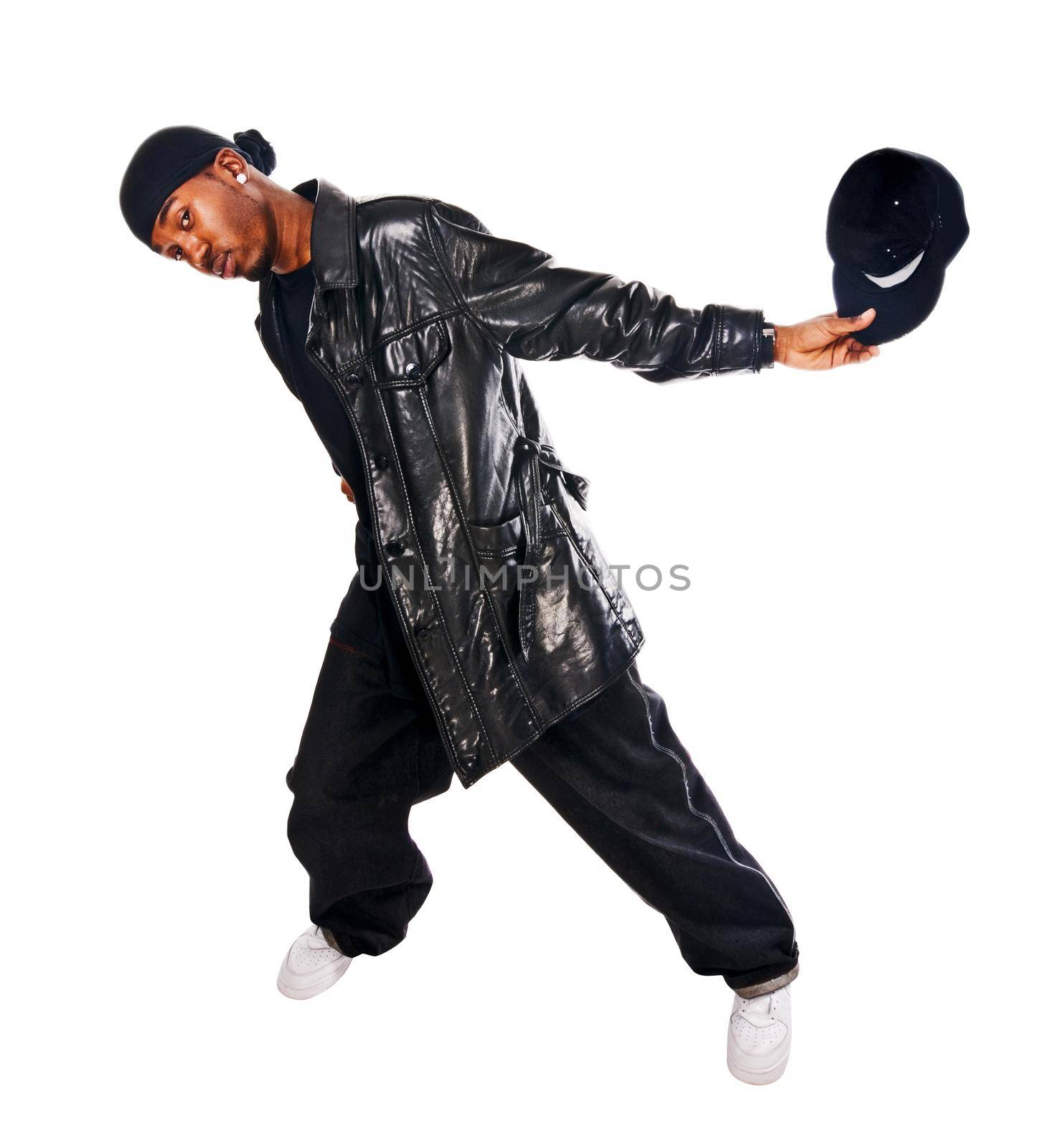 Cool hip-hop young man isolated on white