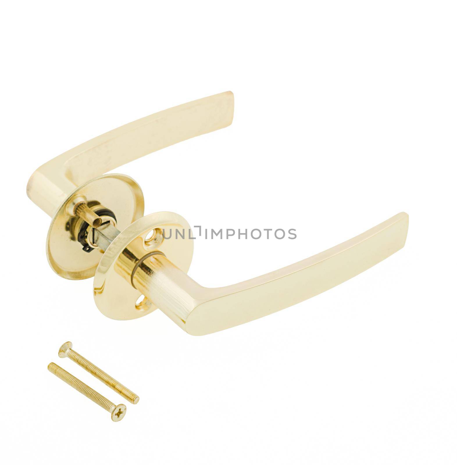 Door Knob assembly with bolts on White Background