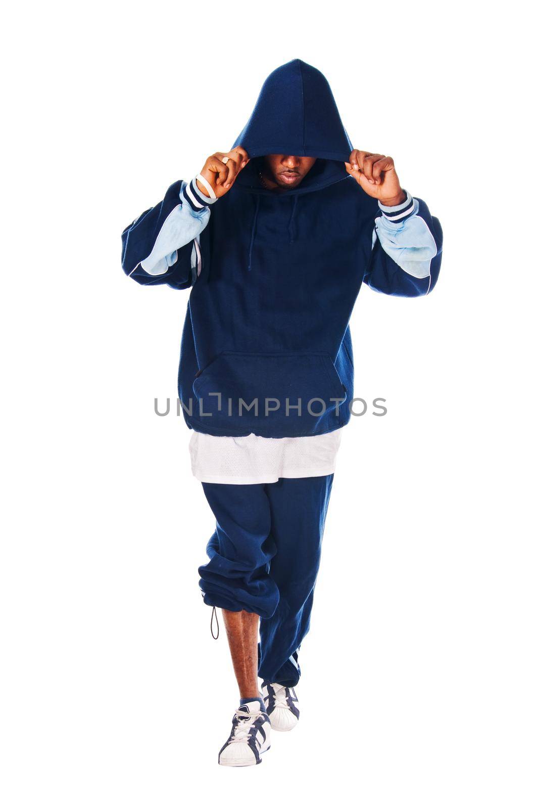 Cool hip-hop young man isolated on white