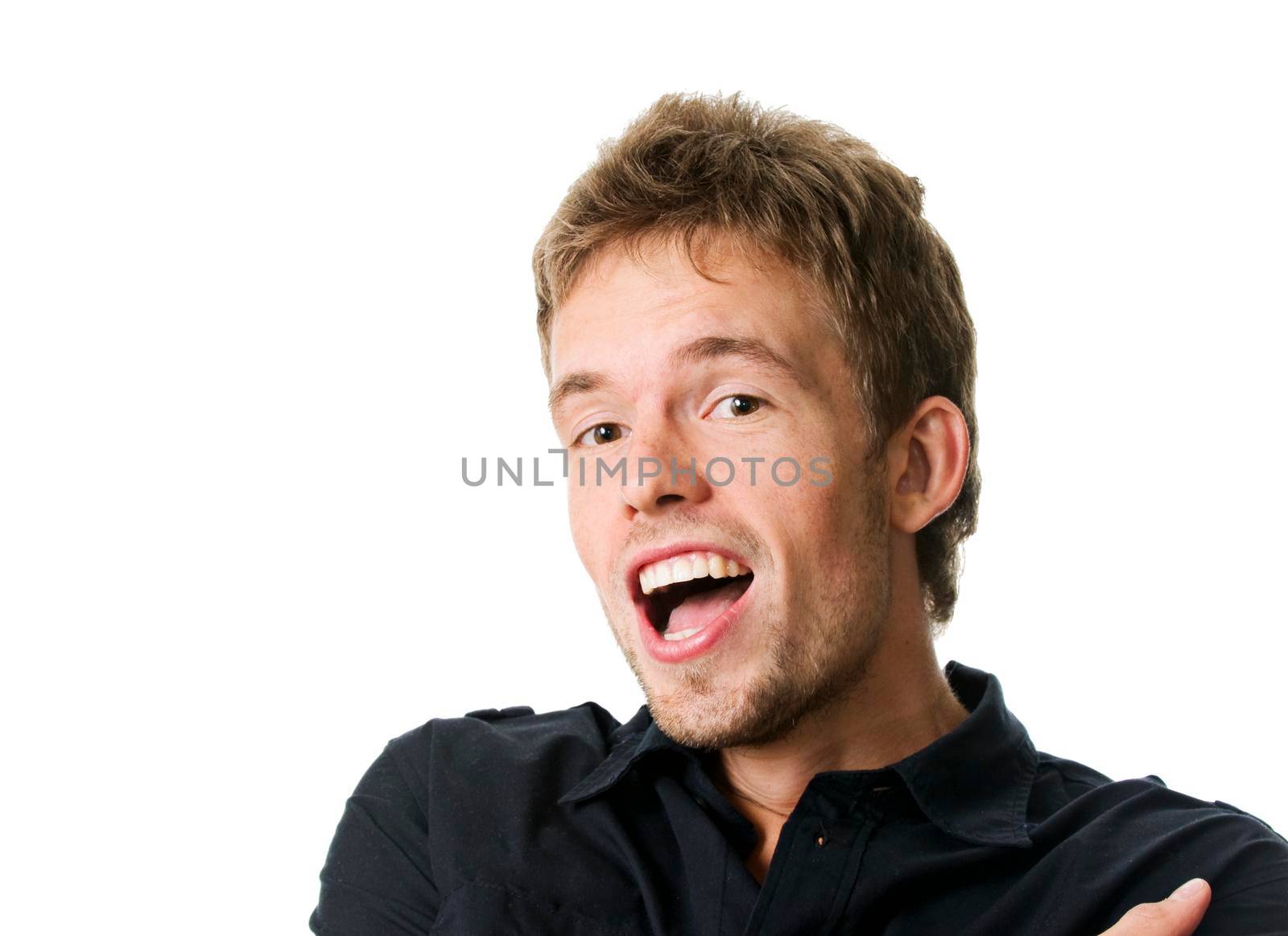 Young man isolated on white