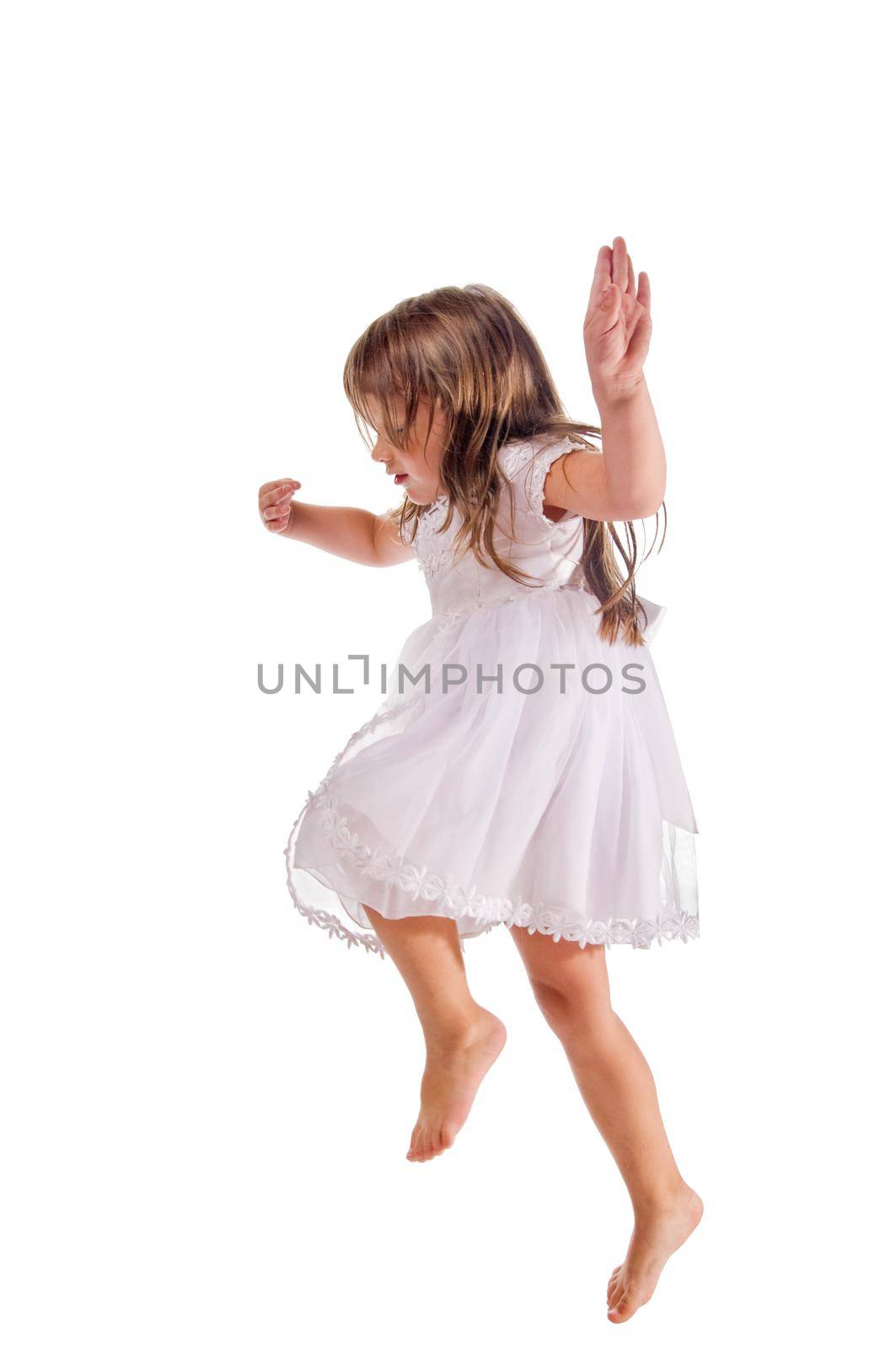little girl isolated on white