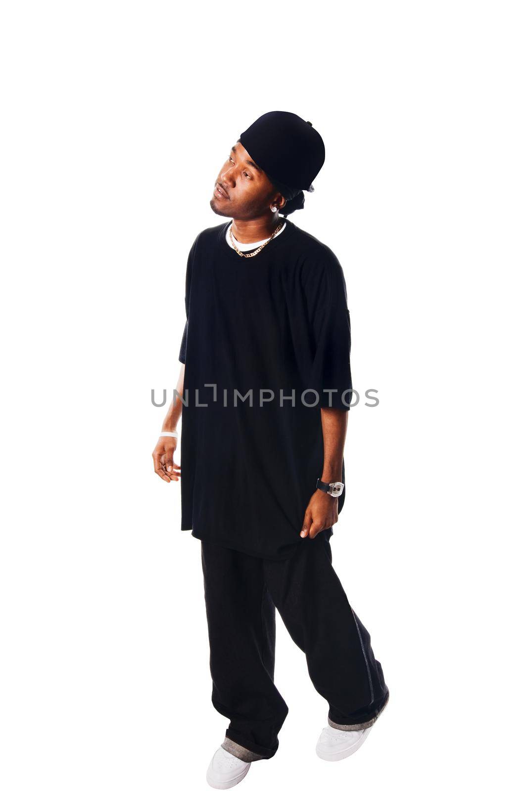 Cool hip-hop youngster isolated on white background