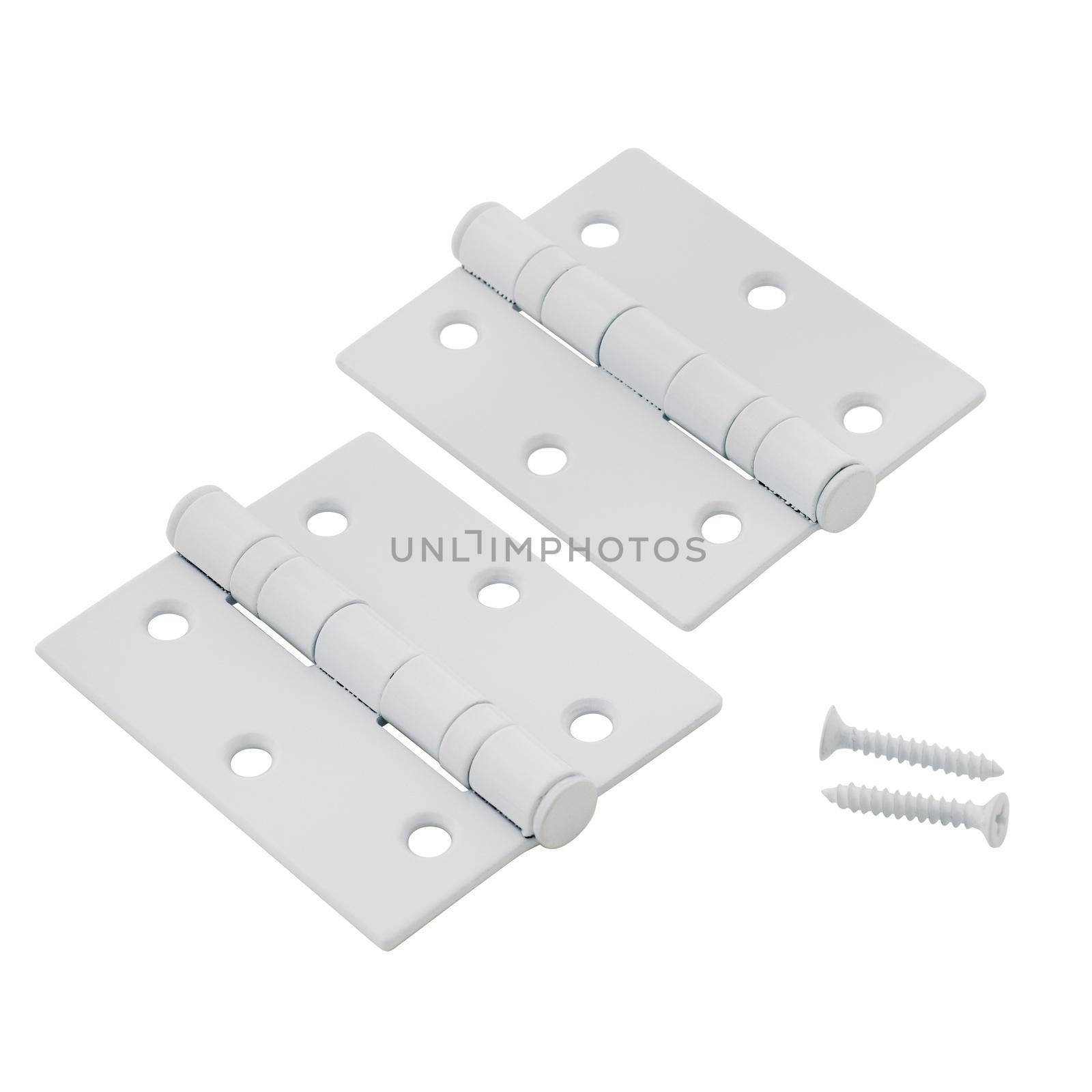Simple door hinges isolated over white background