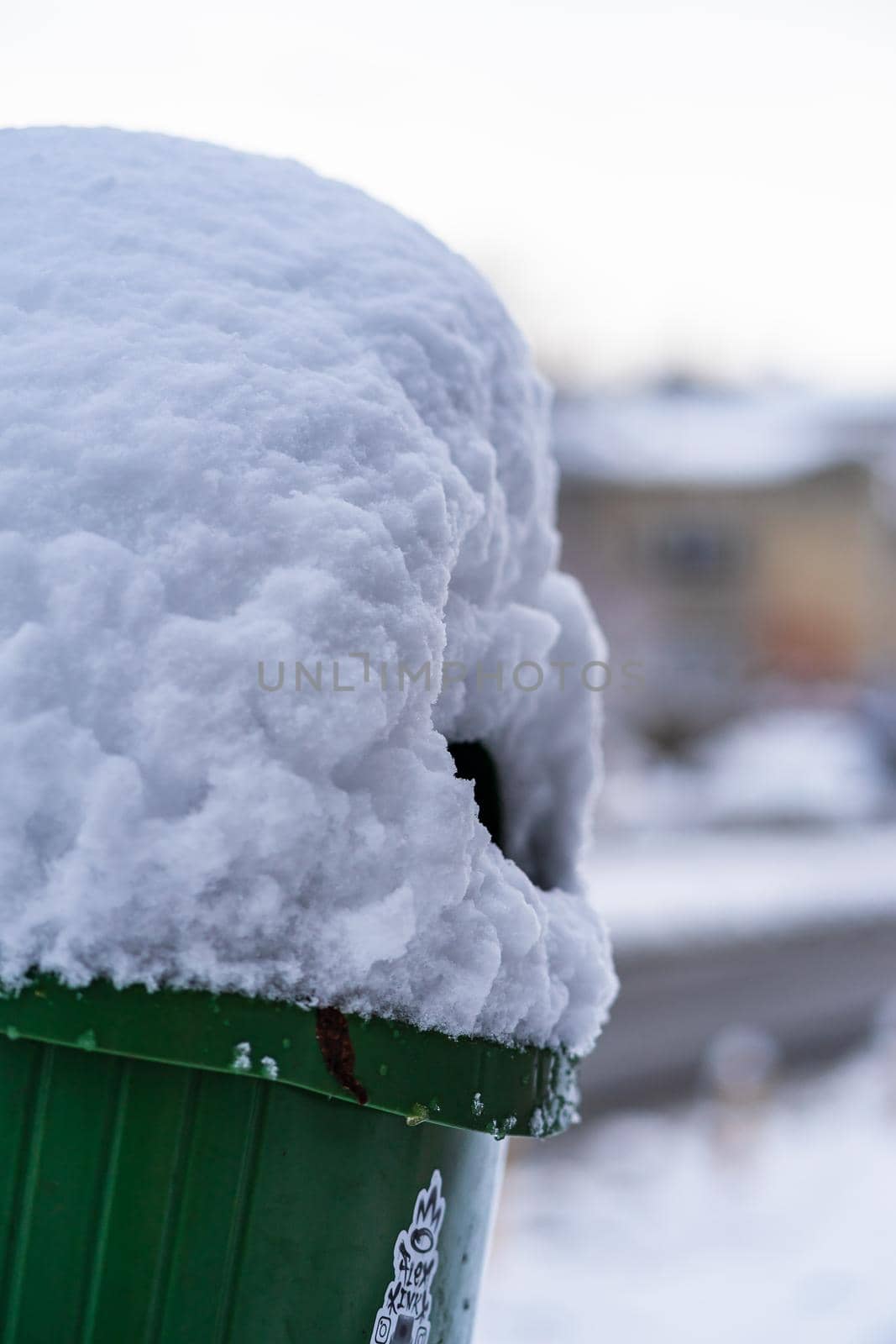 Perfectly shaped snow, snowy environment in the morning. Winter concept, frozen and snow covered place. Snowy road in Bucharest, Romania, 2021