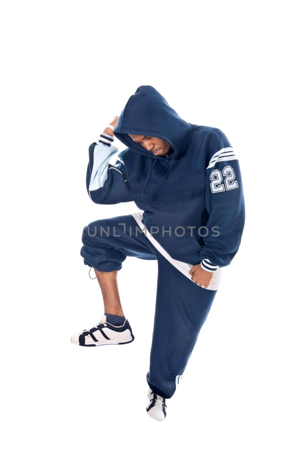 Cool hip-hop youngster isolated on white background