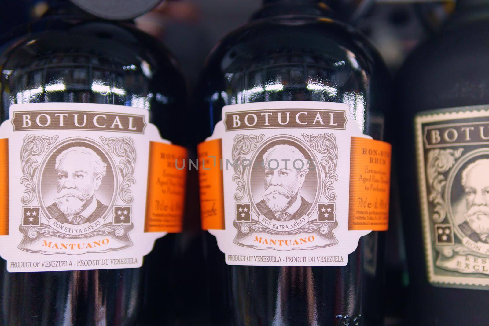 Tyumen, Russia-april 21, 2021: Rum Botucal also called Diplomatico. sales in hypermarkets