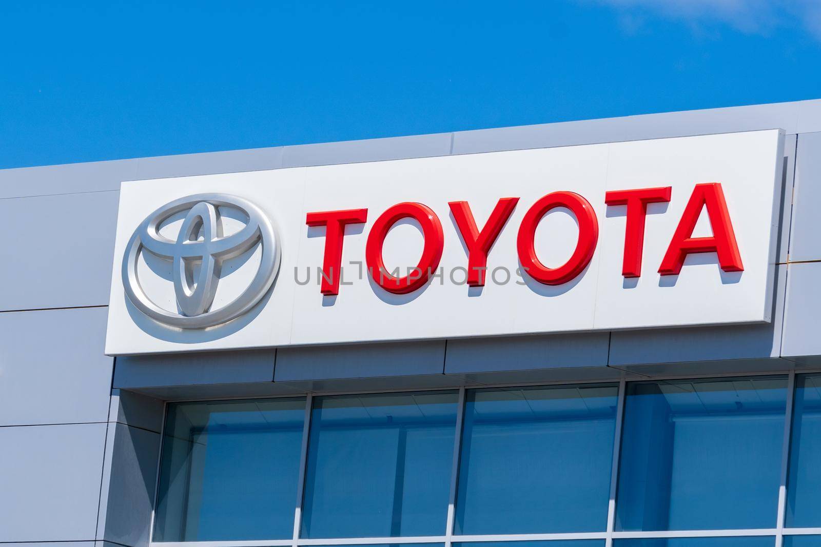 Tyumen, Russia-June 4, 2021: Toyota company logo. branch of global Japanese corporation. by darksoul72