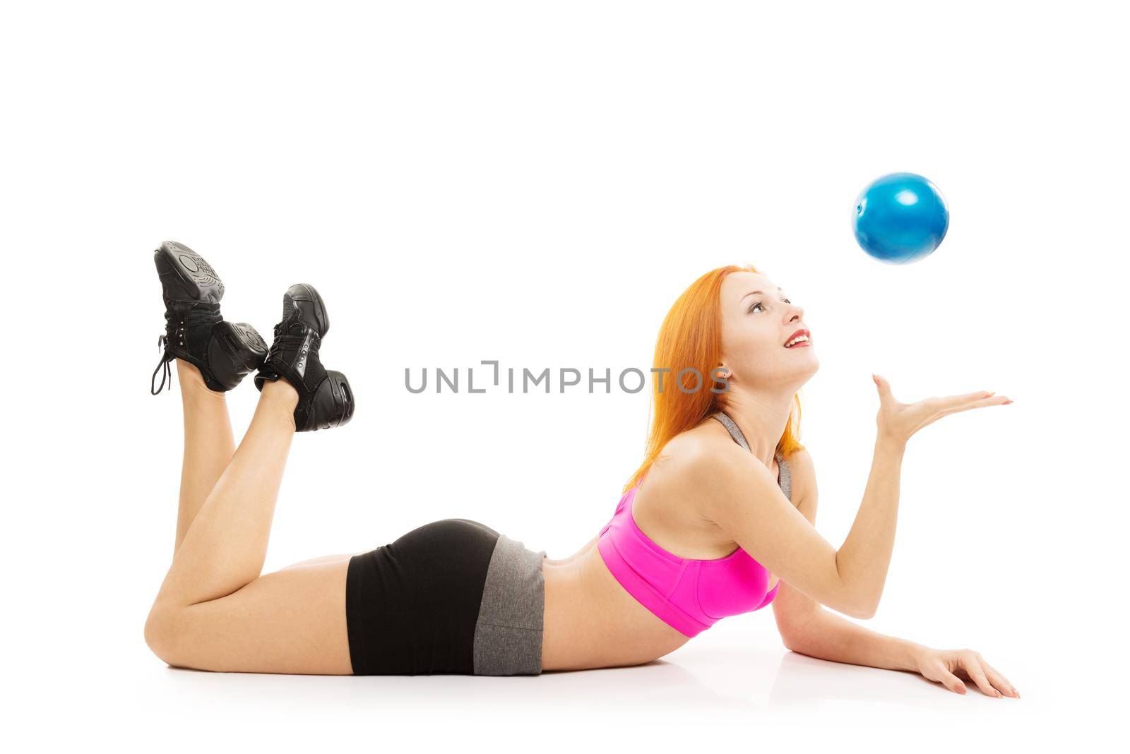 Beautiful sensual woman doing fitness with ball by nikitabuida