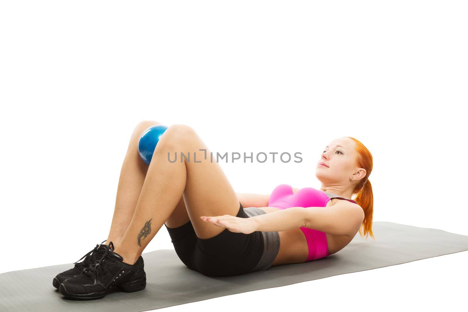 Beautiful sensual woman doing fitness with ball by nikitabuida