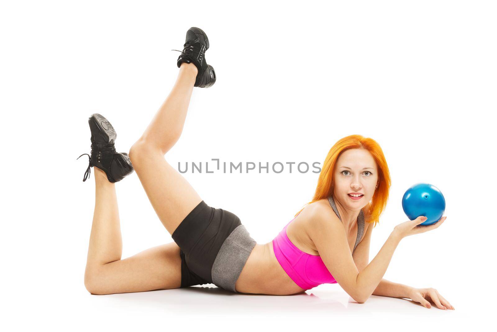 Beautiful sensual woman doing fitness with ball by nikitabuida