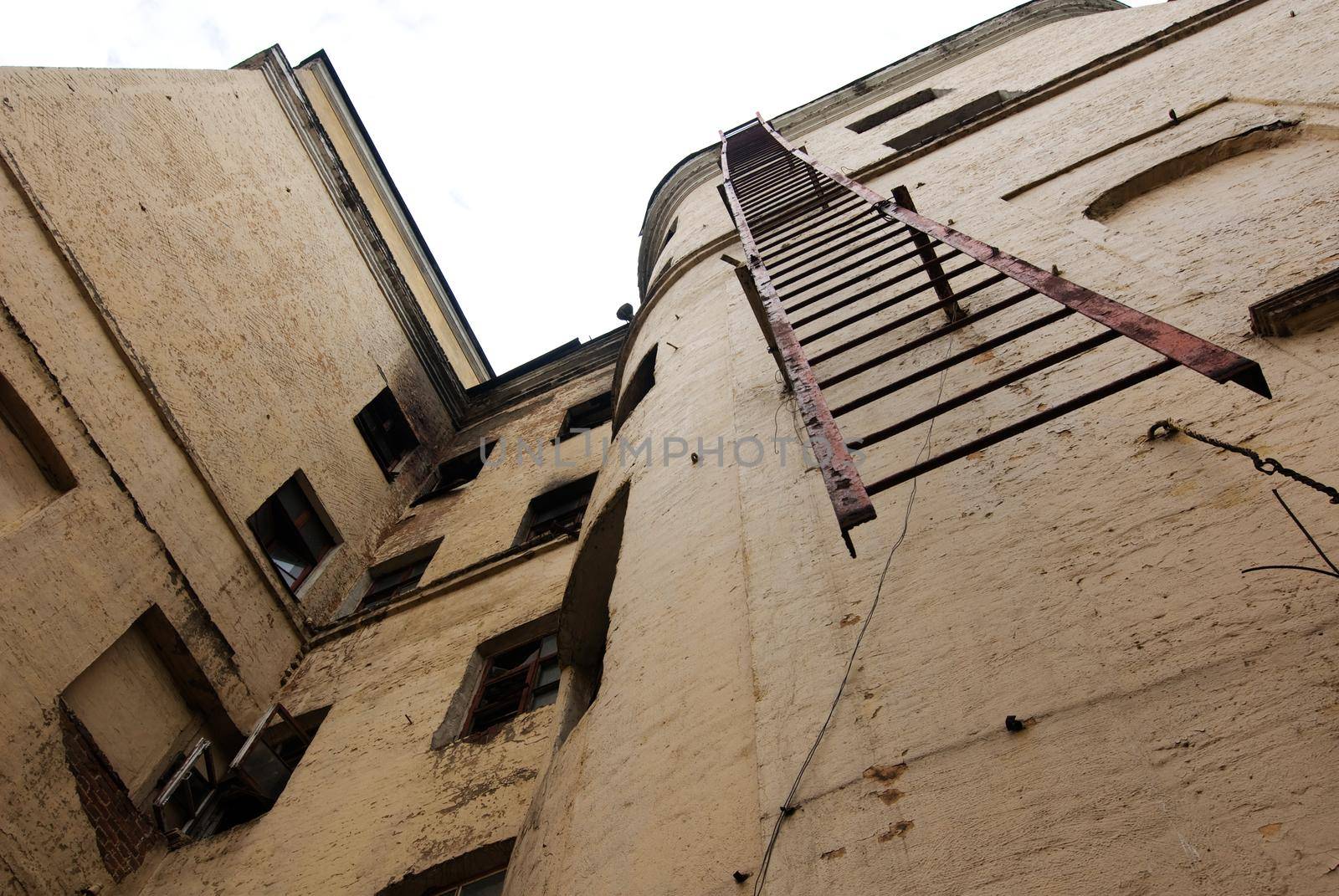 Fire escape ladder on the abandoned house