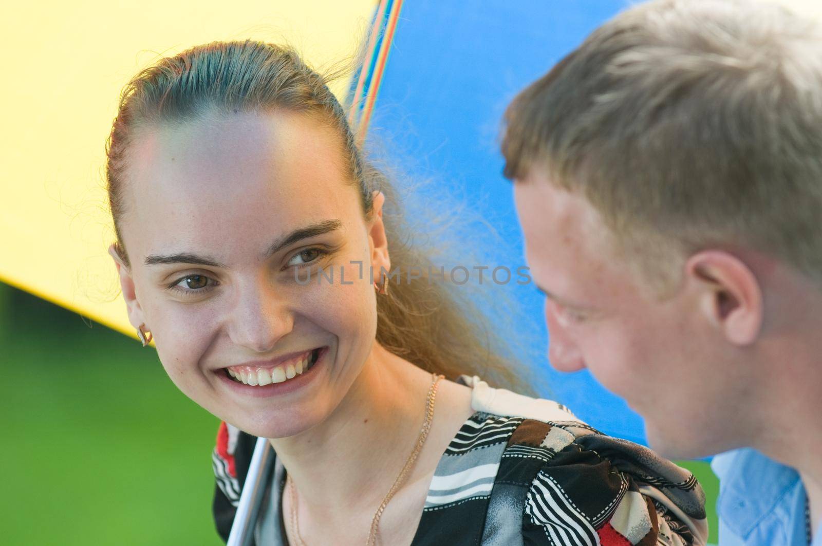 Girl smiling at her friend