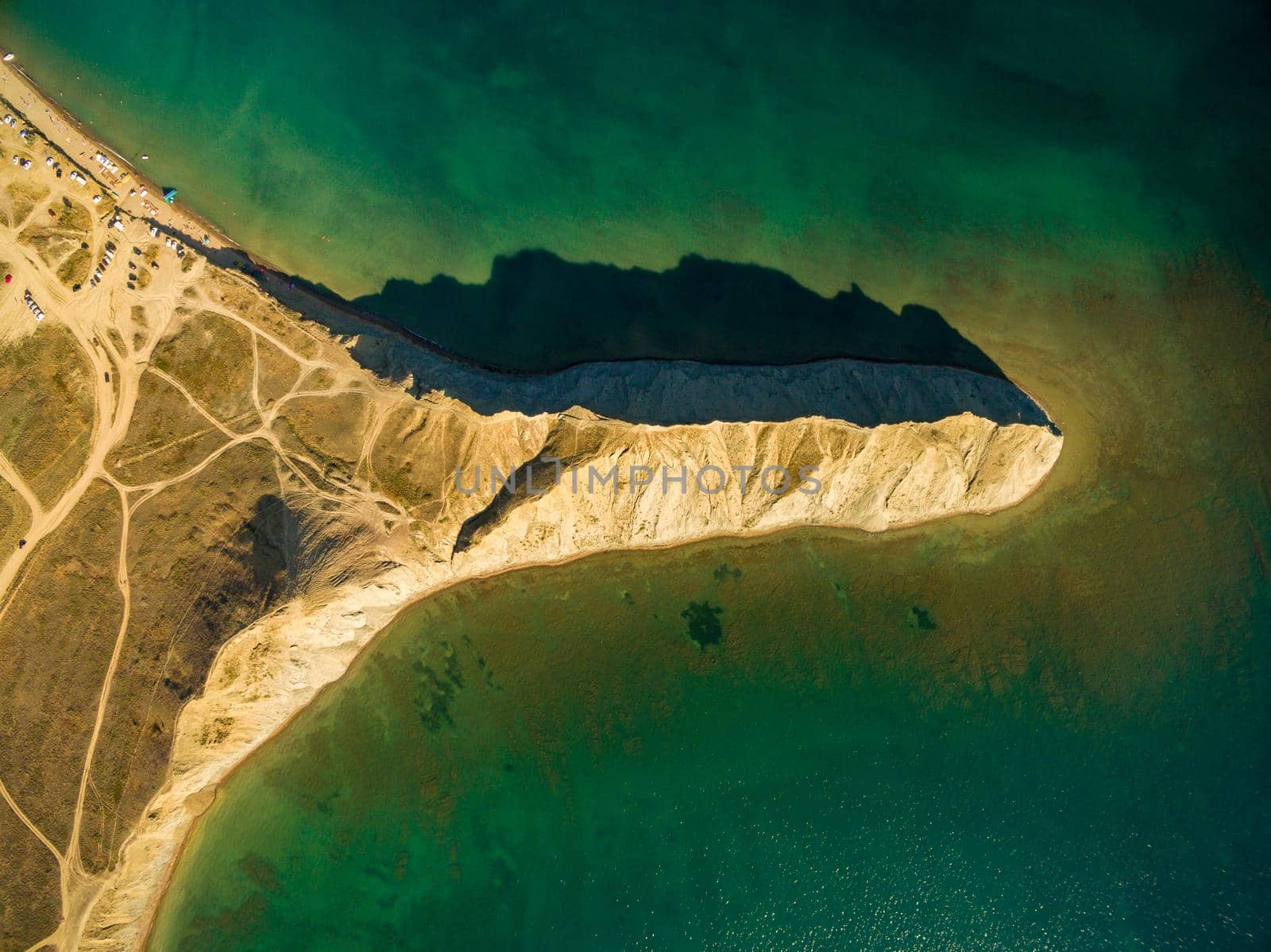 Late summer aerial landscape in Crimea mountains near Chameleon peninsula