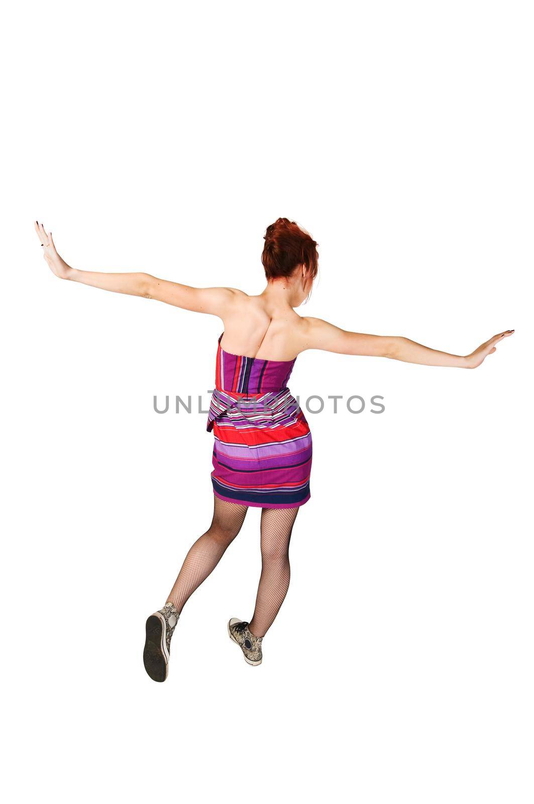 Beautiful teenage dancer isolated on white background