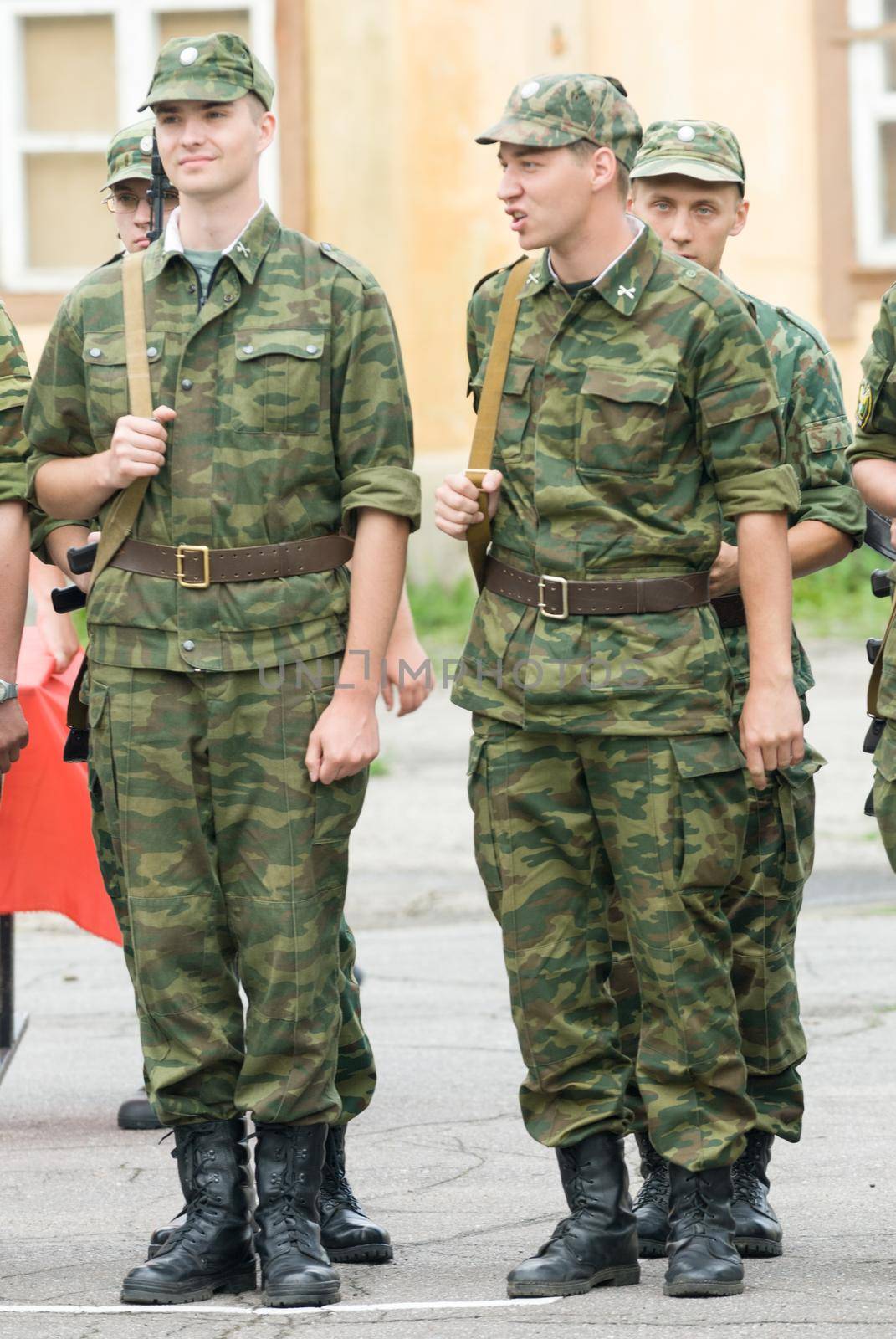 MOROZKI, RUSSIA - July 14, 2007 - Young Russian soldiers on a military Oath day in army