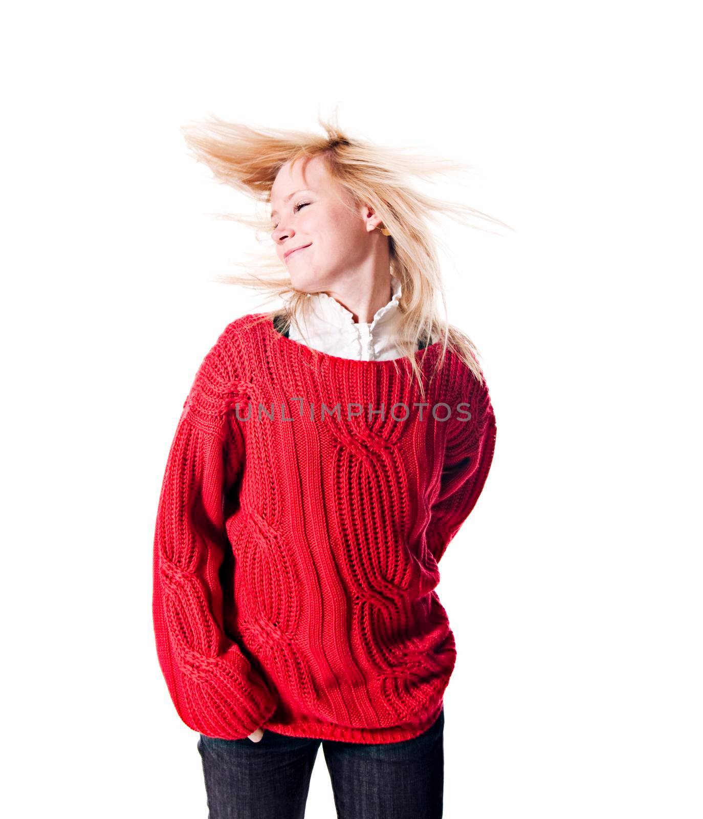 Cheerful girl isolated on white