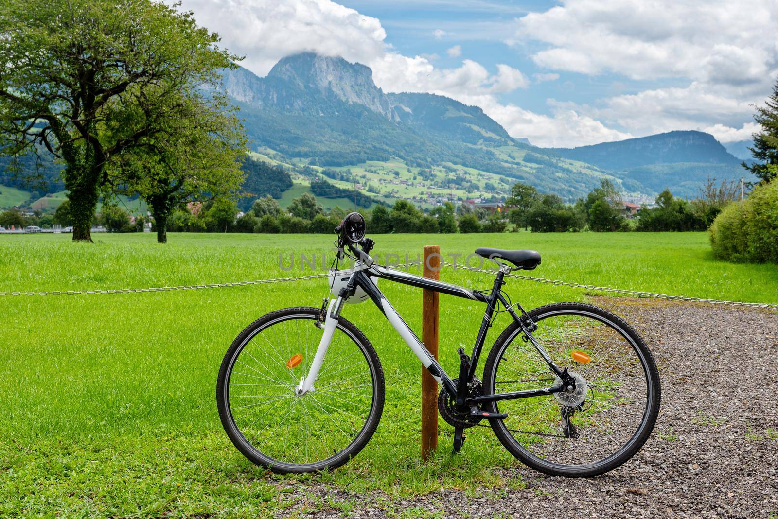 Bike and in the background the amazing Switzerland landscape.