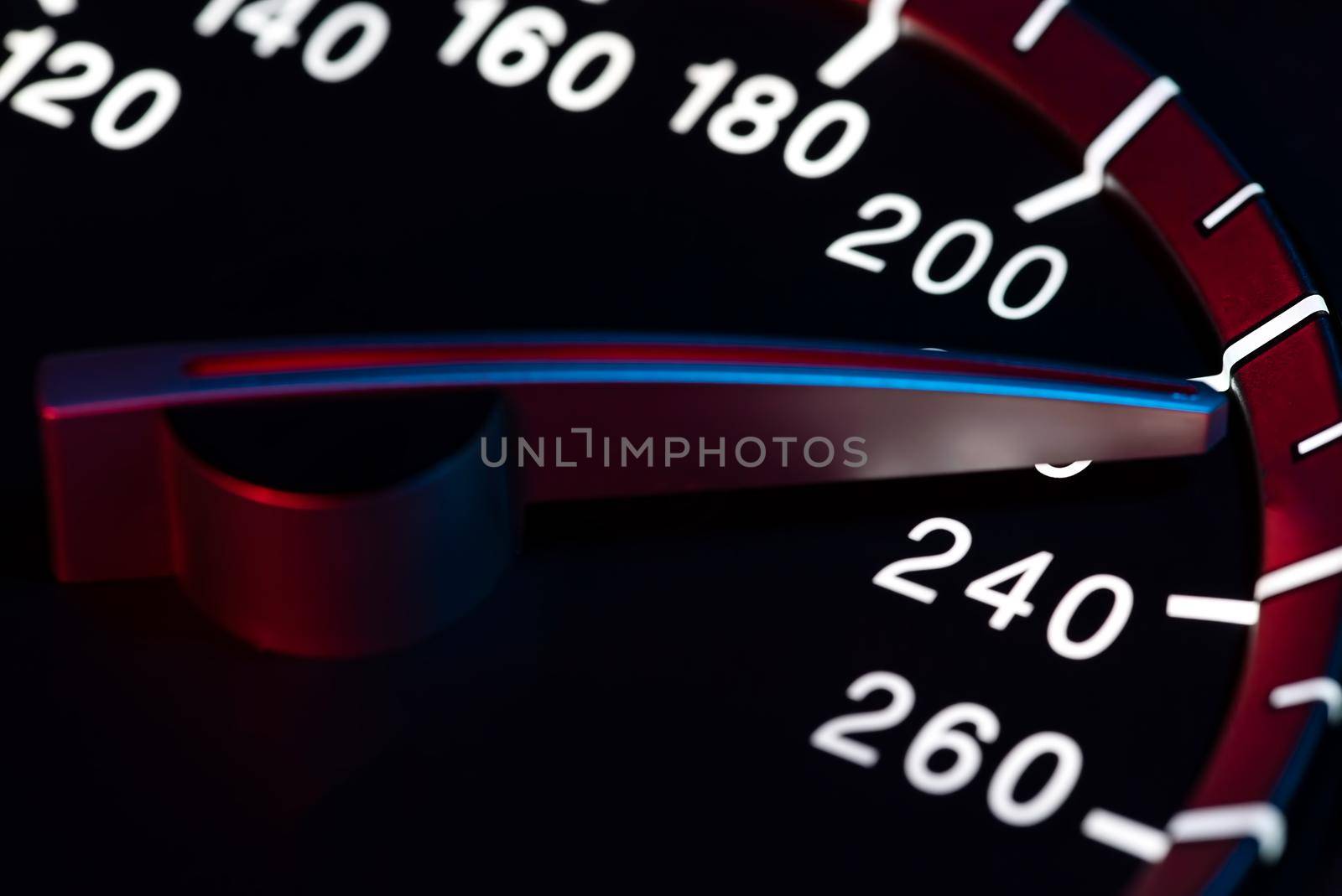 Speed detail with car odometer or tachometer macro shot