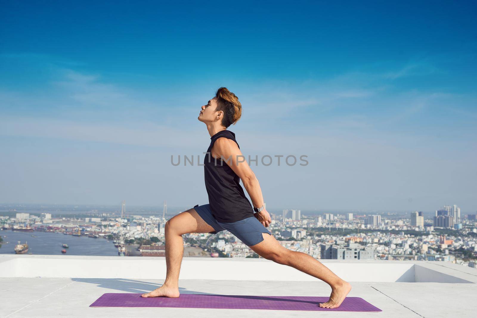 Man practicing advanced yoga. A series of yoga poses. lifestyle concept. by makidotvn