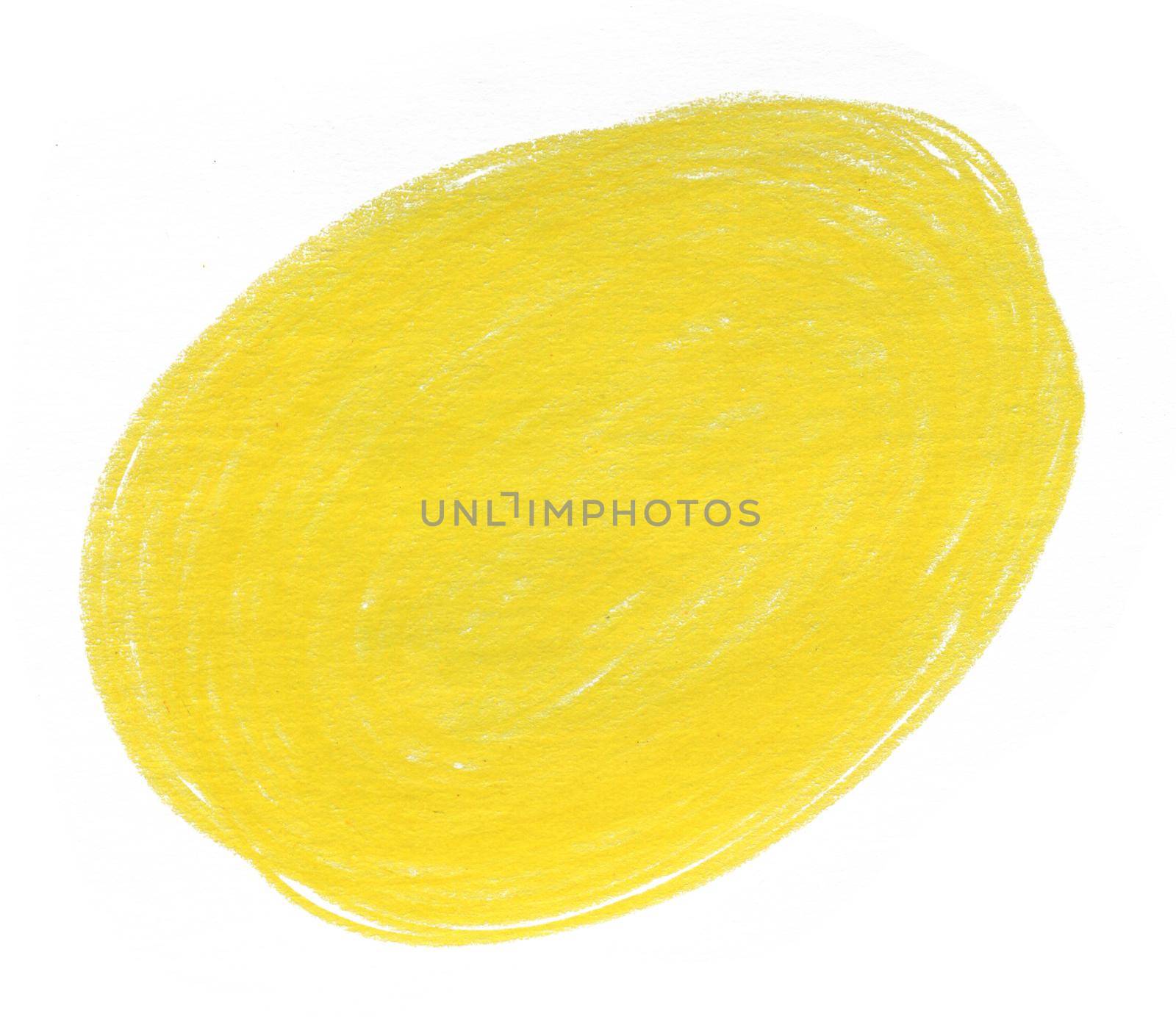 Yellow Abstract Stain Drawn by Colored Pencil Isolated on White Background. Pastel Colored Spot for Decoration, Poster, Banner, Greeting Cards Design.