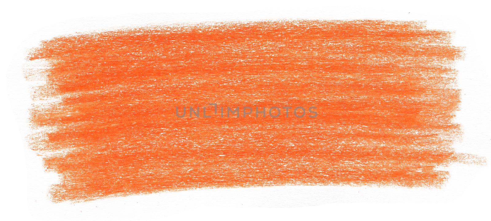 Orange Abstract Stain Drawn by Colored Pencil Isolated on White Background. Pastel Colored Spot for Decoration, Poster, Banner, Greeting Cards Design.