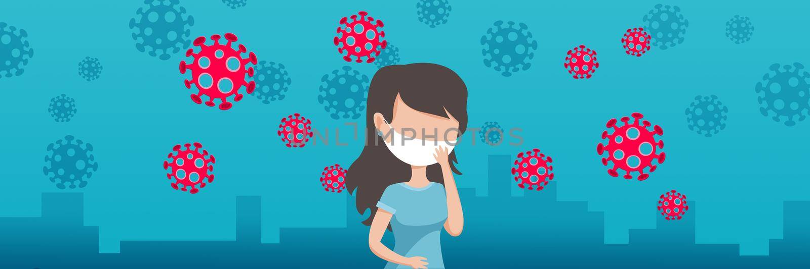Dangerous corona virus, pandemic risk concept. 3D illustration