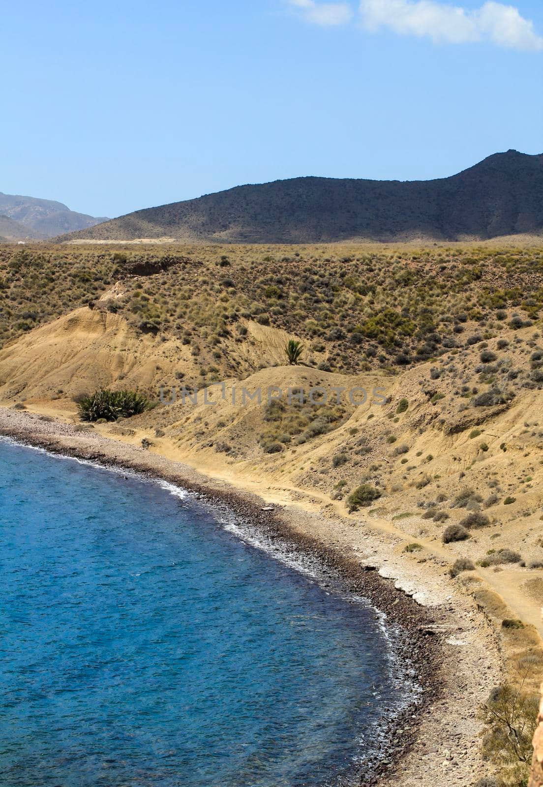 Cala Violeta beach in Isleta del Moro village in Cabo de Gata, Almeria, Spain