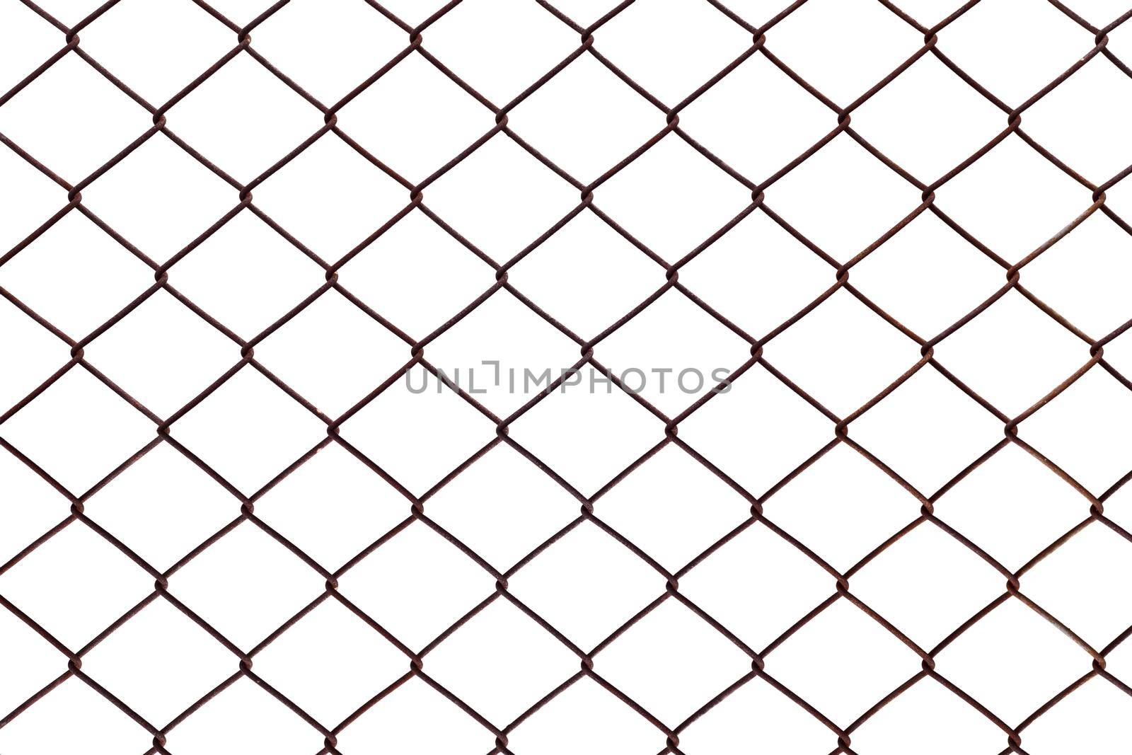 Steel mesh rusty isolated on white background.