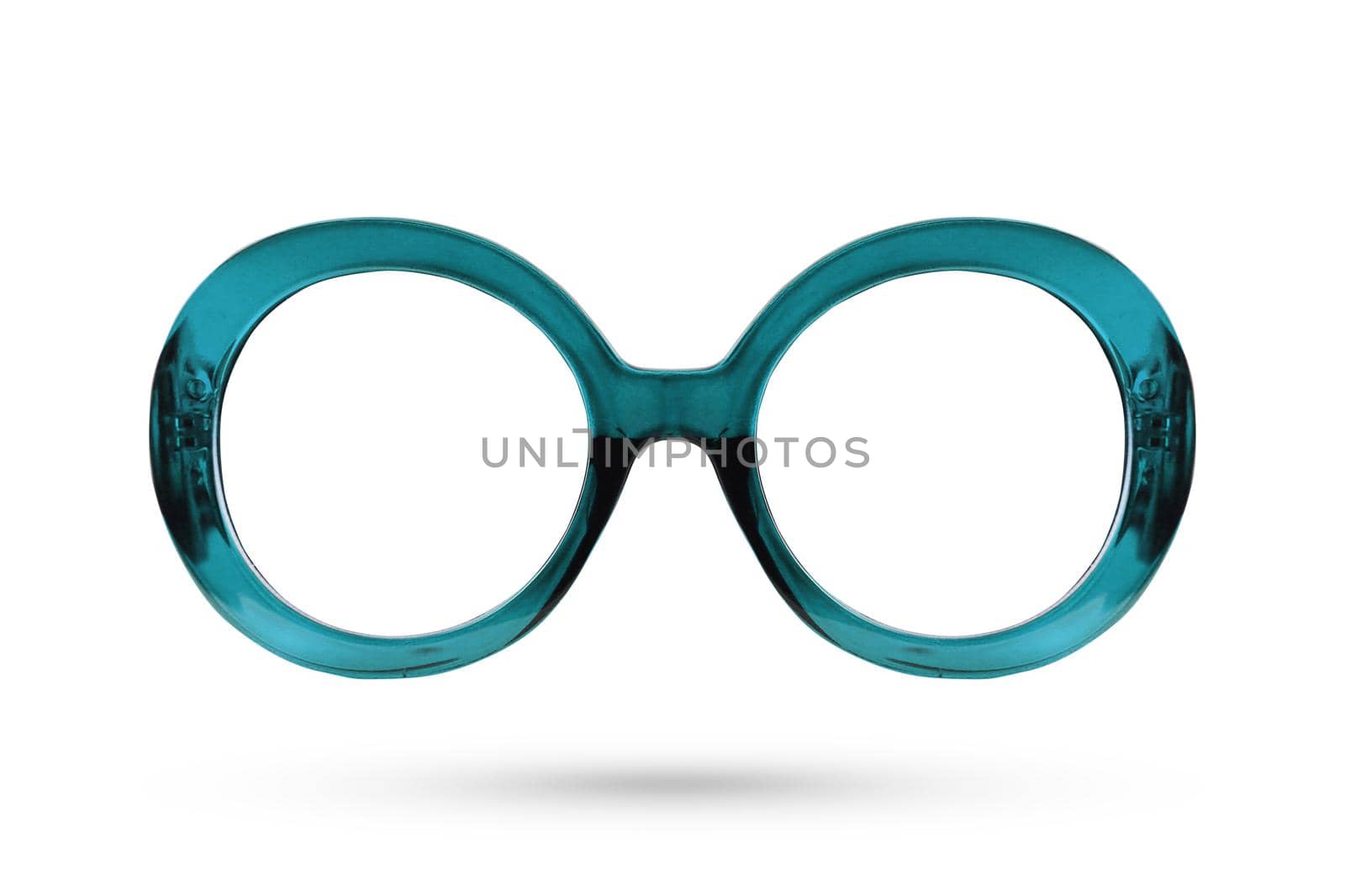 Fashion blue glasses style plastic-framed isolated on white background.