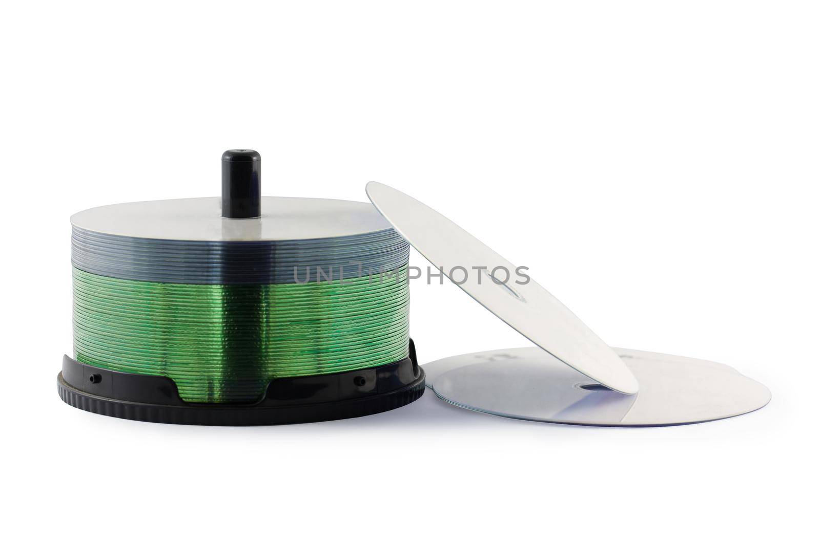 Compact Disc set isolated white background.