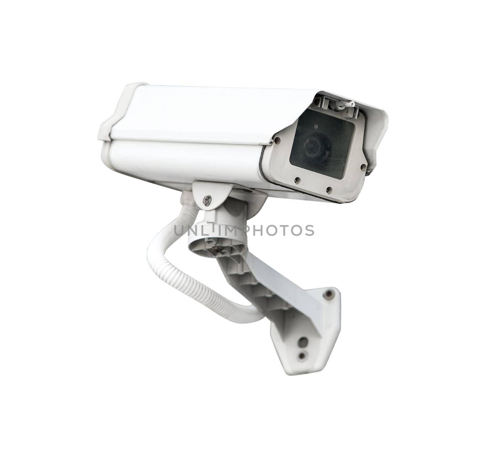 CCTV camera security isolated white background. by jayzynism