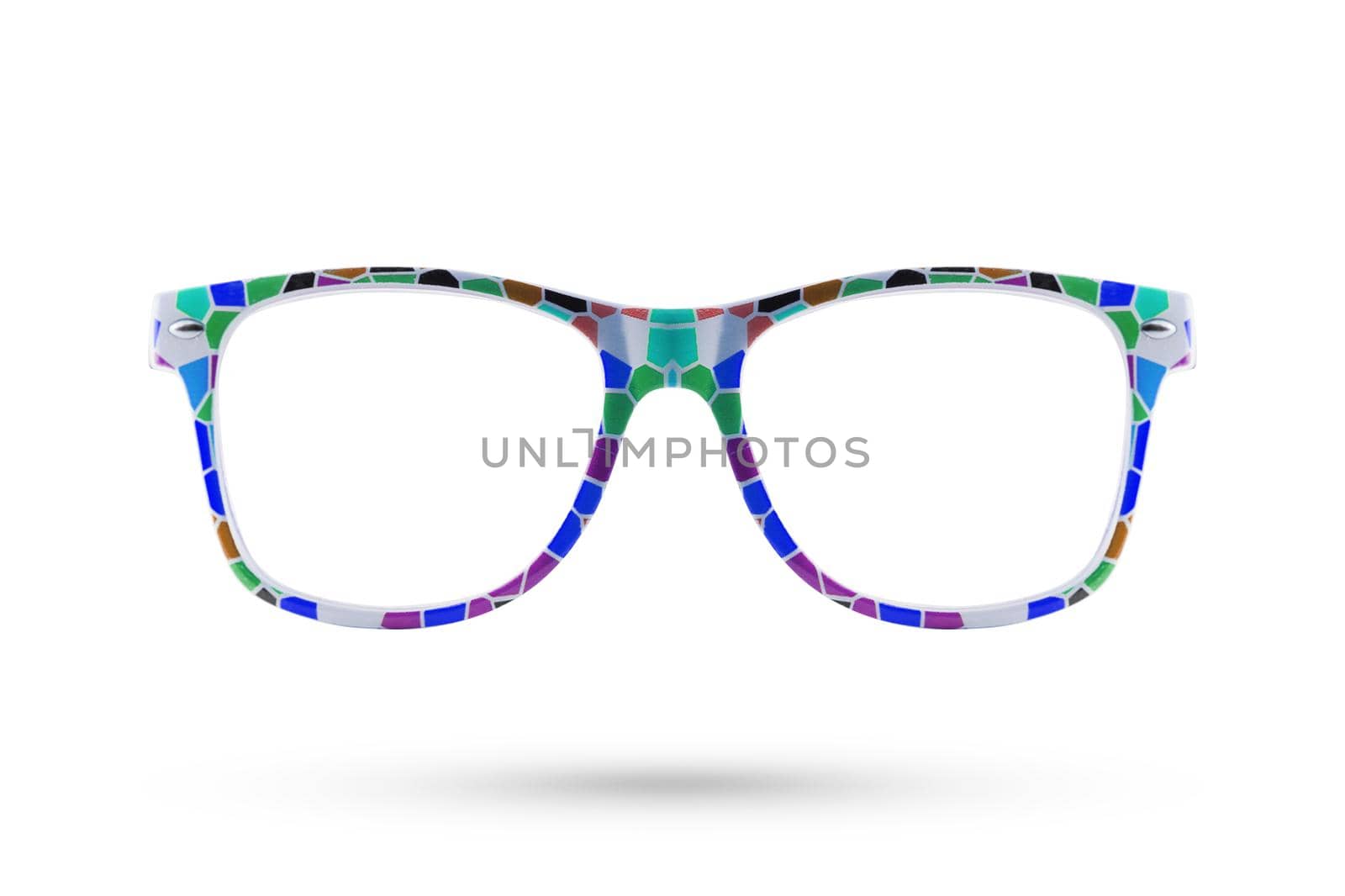 Fashion rainbow glasses style plastic-framed isolated on white background. by jayzynism