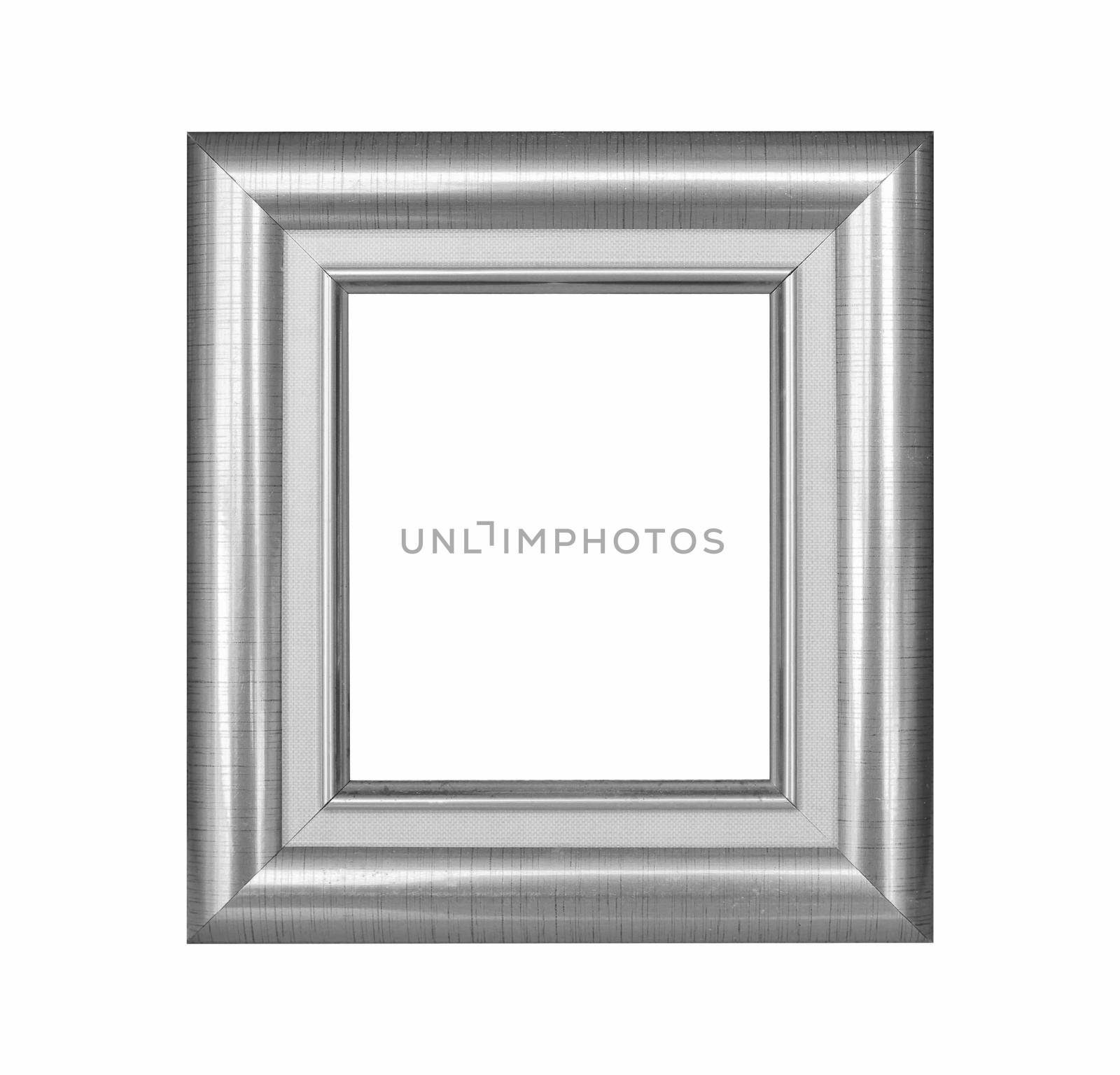 Wooden Silver frame vintage isolated background. by jayzynism