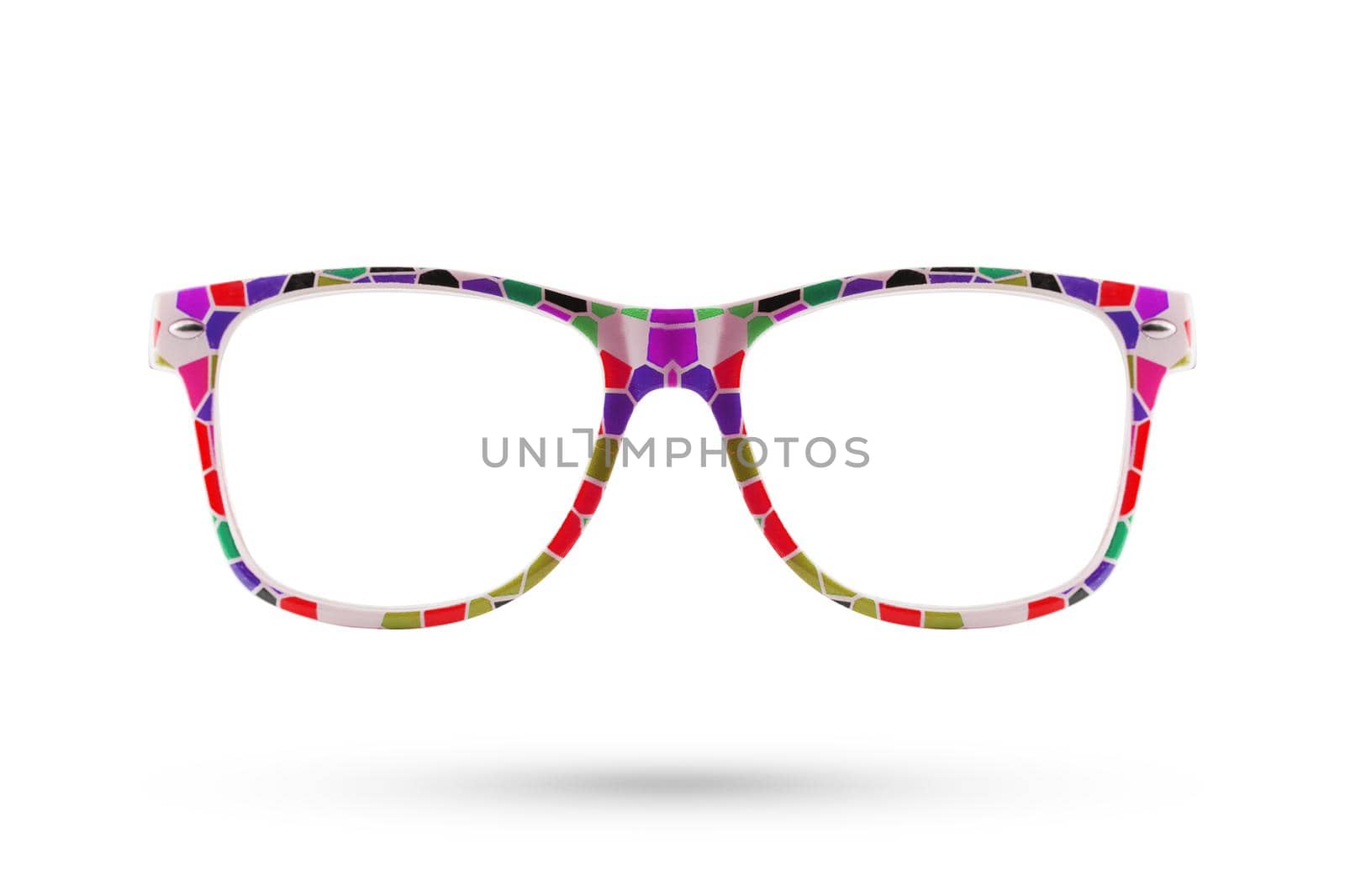 Fashion rainbow glasses style plastic-framed isolated on white background. by jayzynism