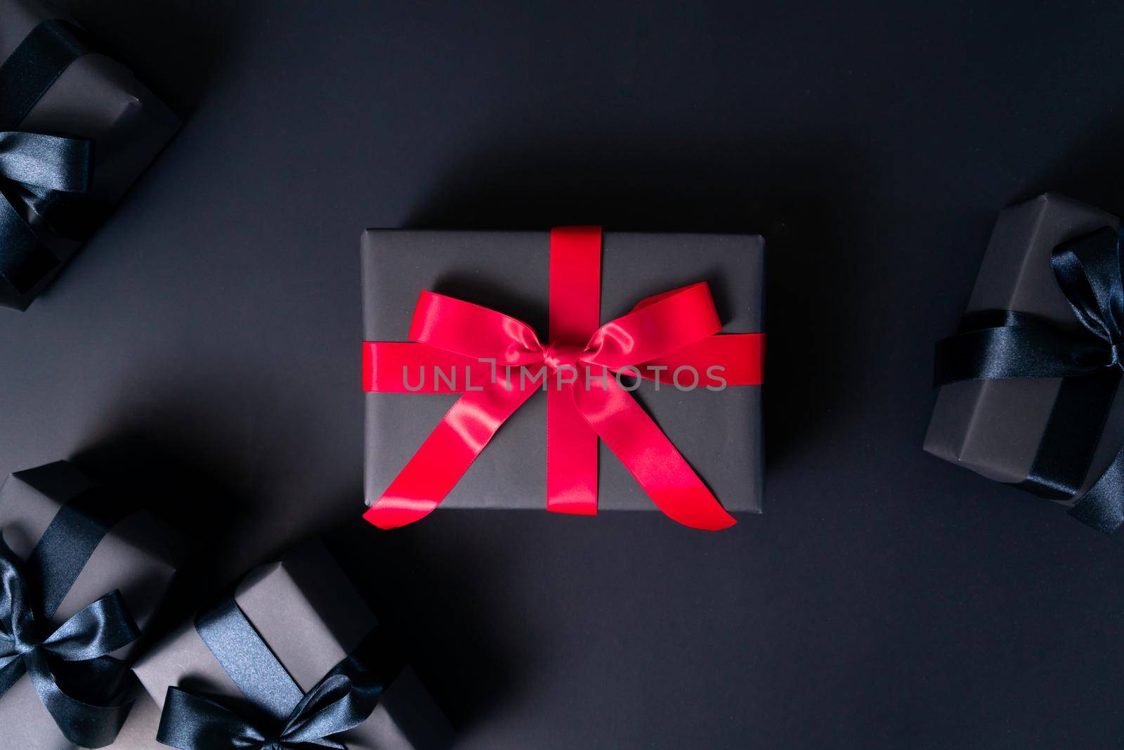 Black Friday sale, black gift box for online shopping