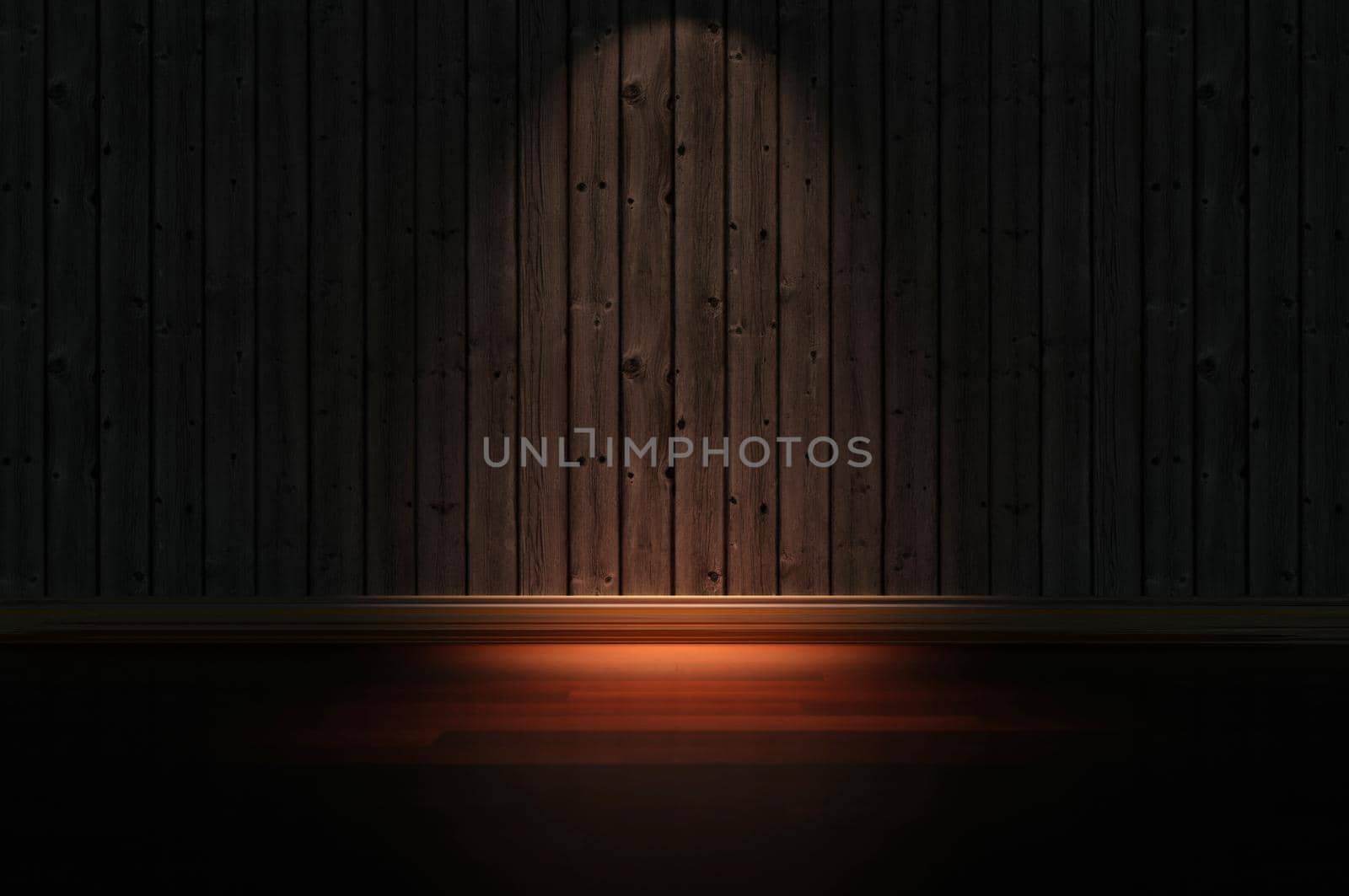 3d illustration. 3d illustration. Abstract industrial interior with wood wall and wood floor