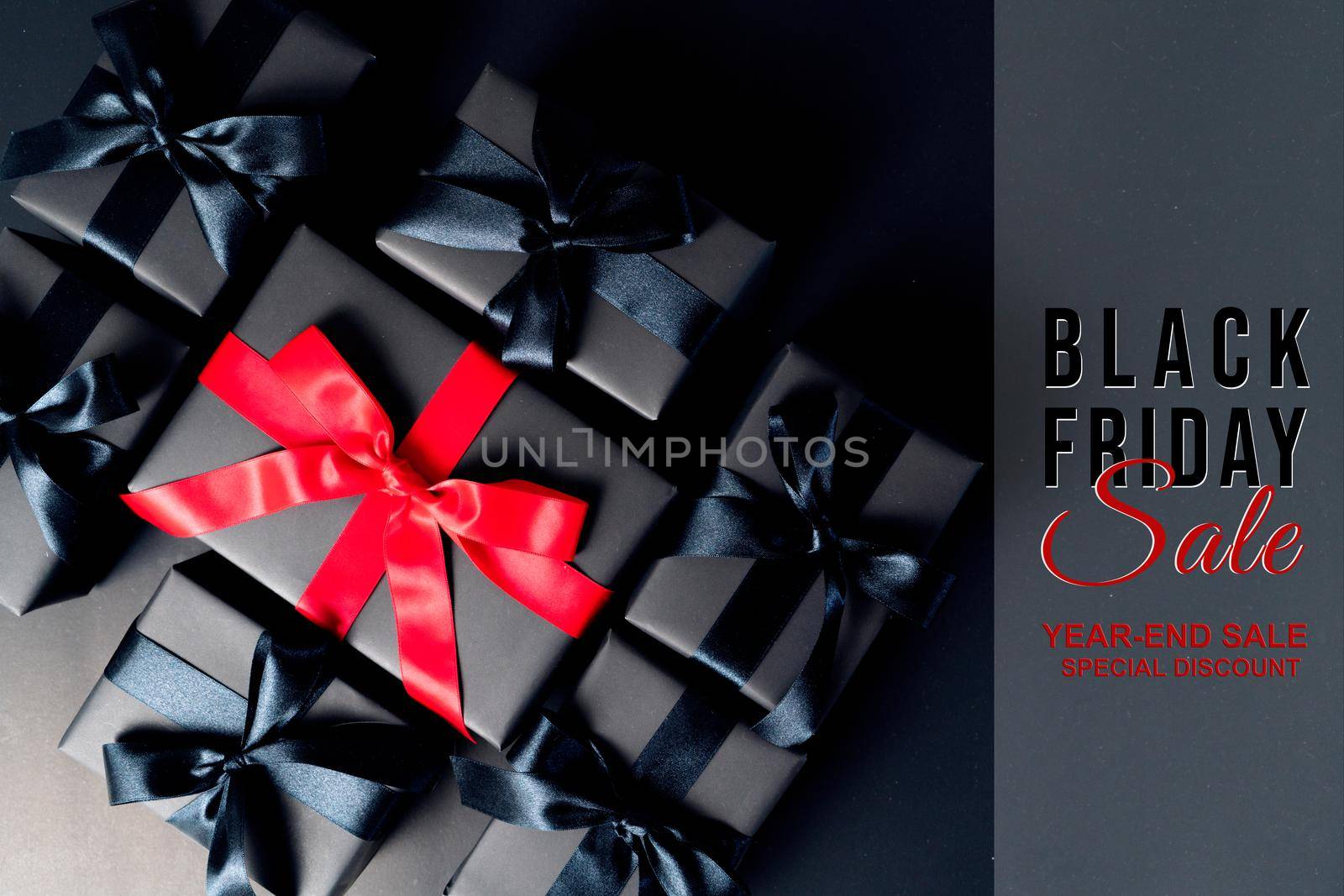 Black Friday sale, black gift box for online shopping